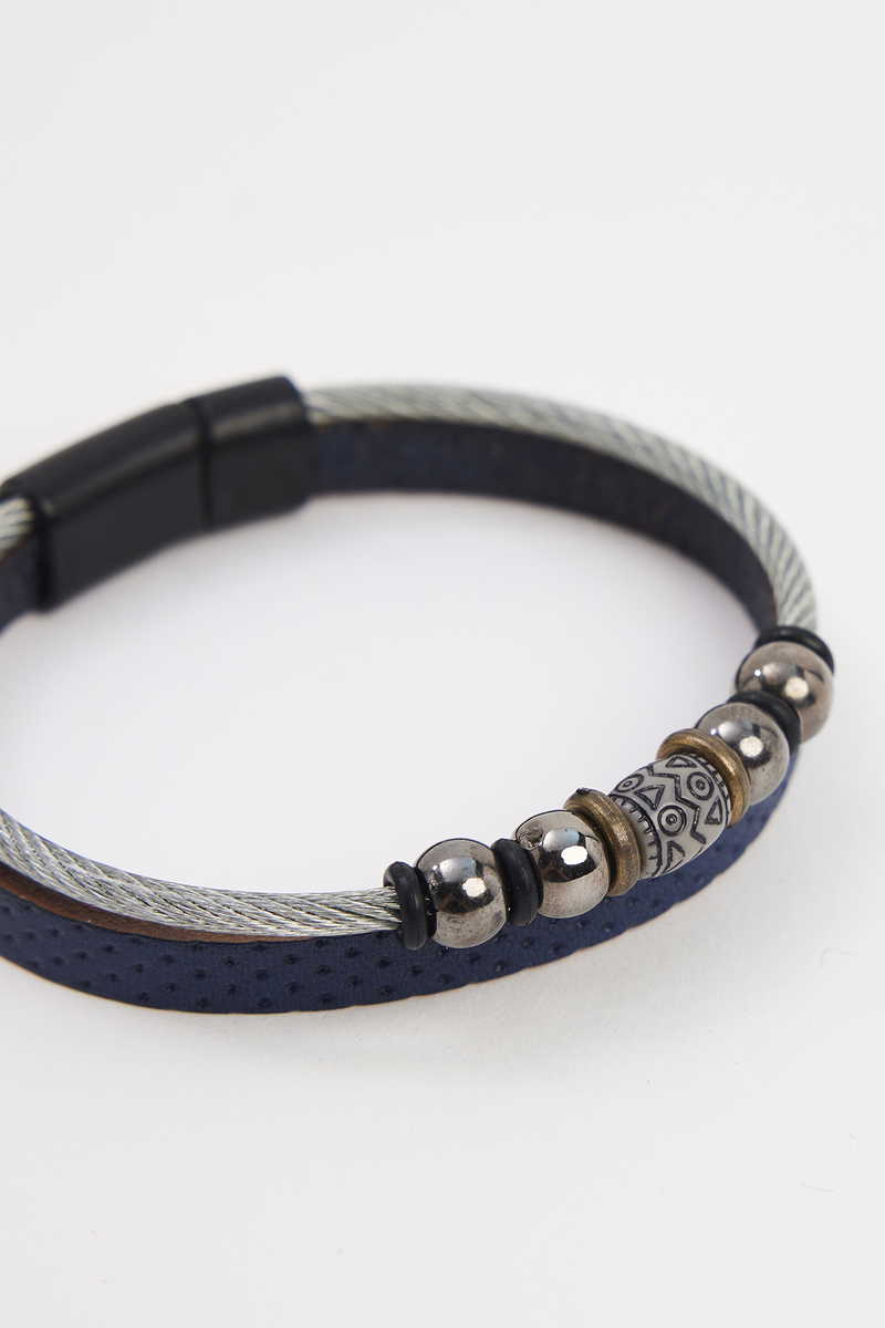 Leather Navy Blue Bracelet