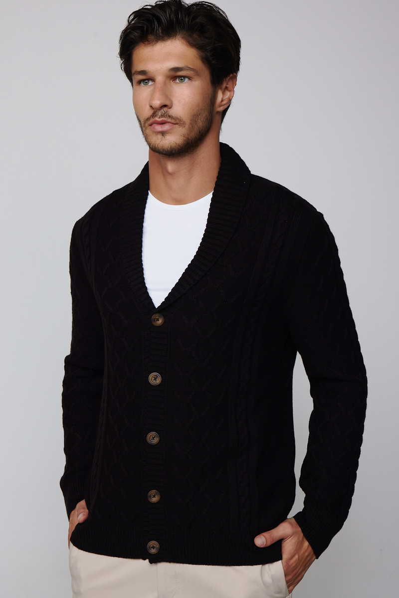 Patterned Black Cardigan