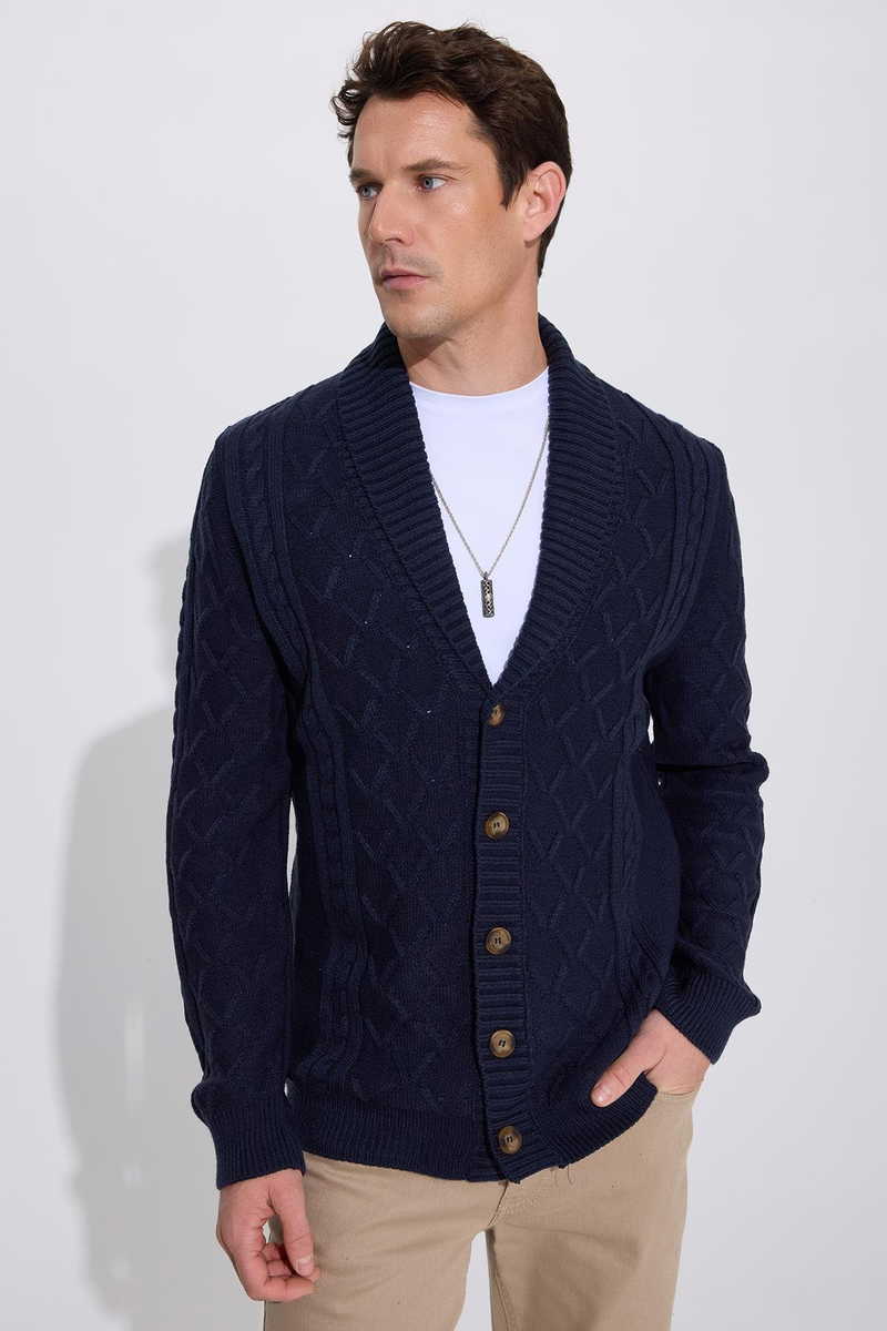 Sa šarom Mornarsko plava Kardigan