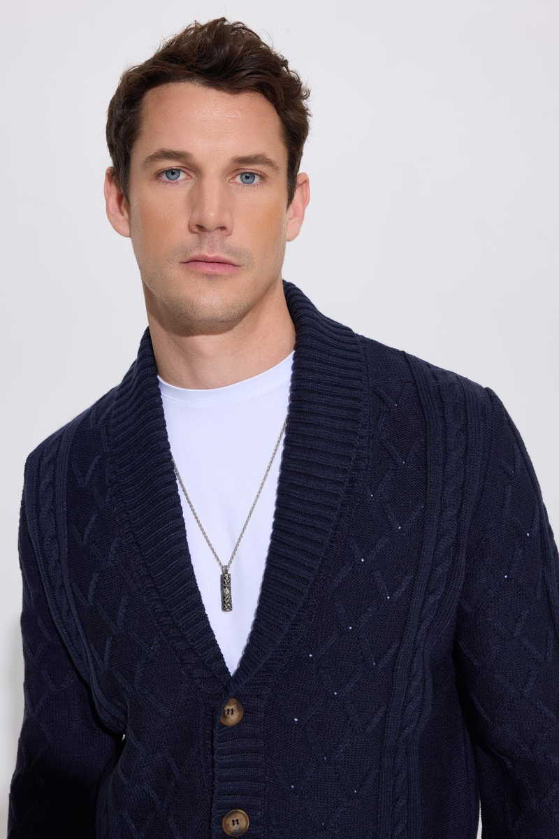 Sa šarom Mornarsko plava Kardigan Sa šarom Mornarsko plava Kardigan