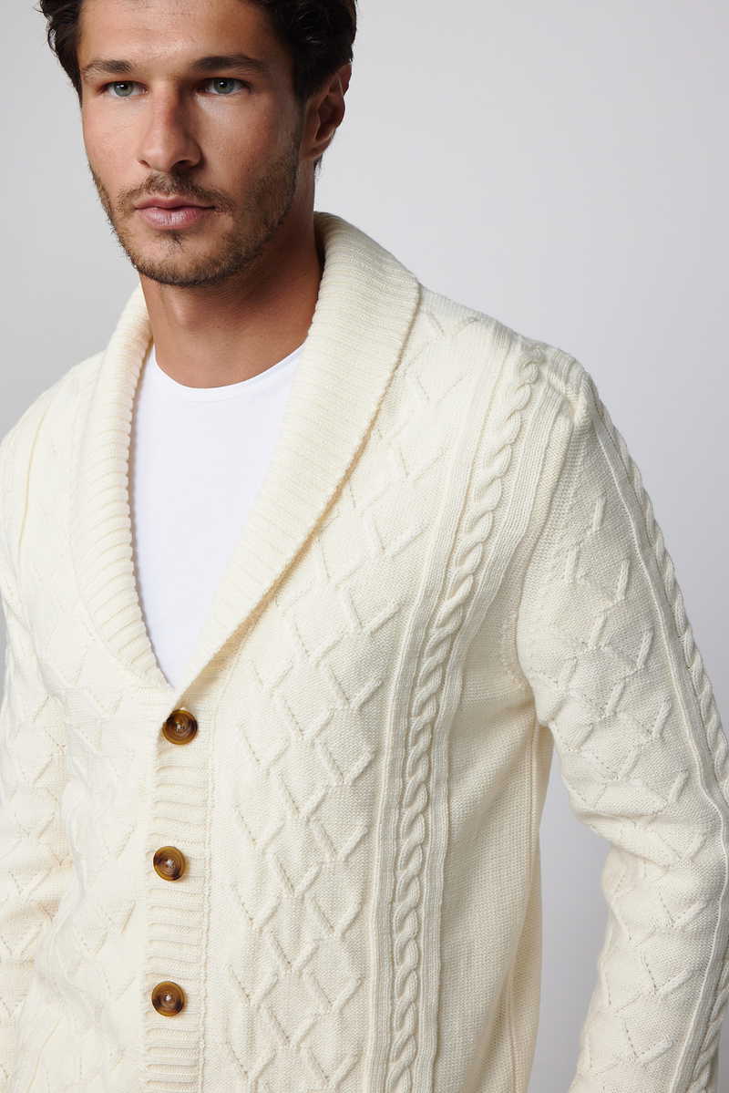 Patterned Ecru Cardigan