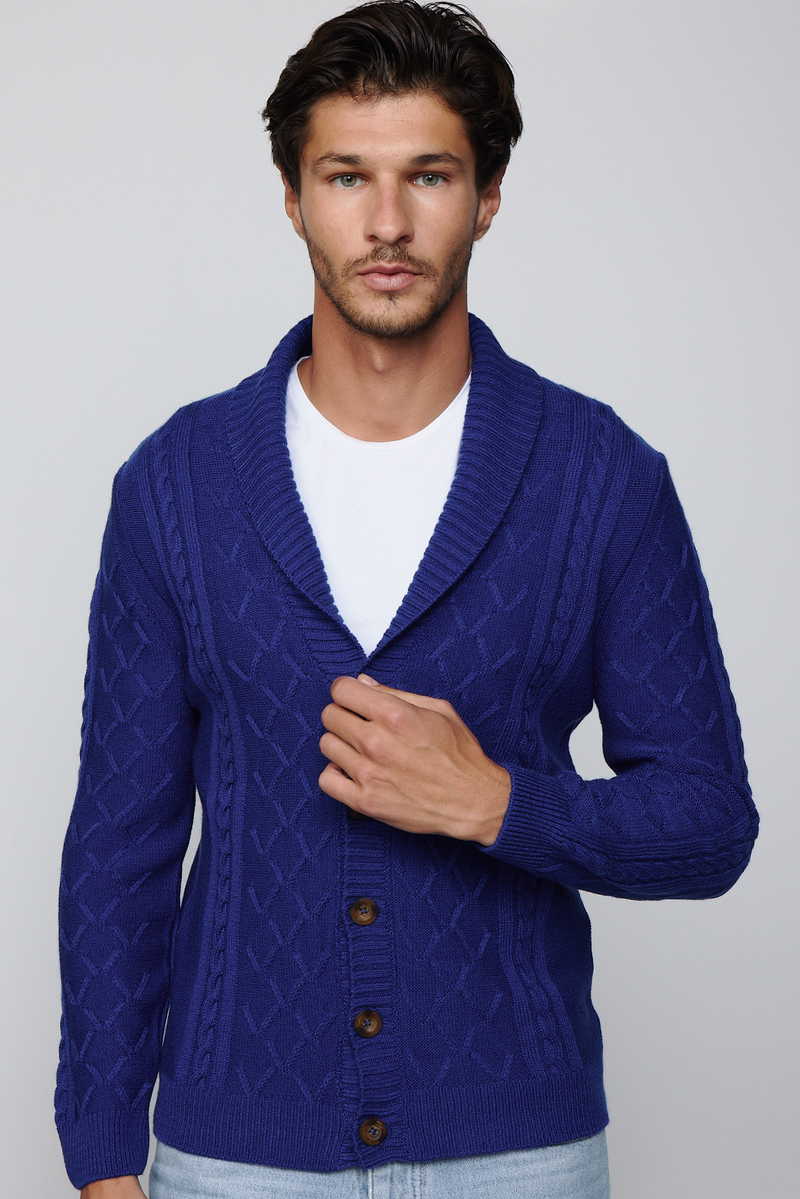 Patterned Sax Blue Cardigan