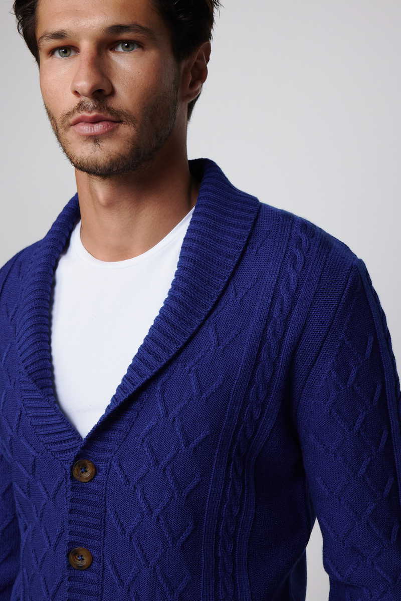 Patterned Sax Blue Cardigan