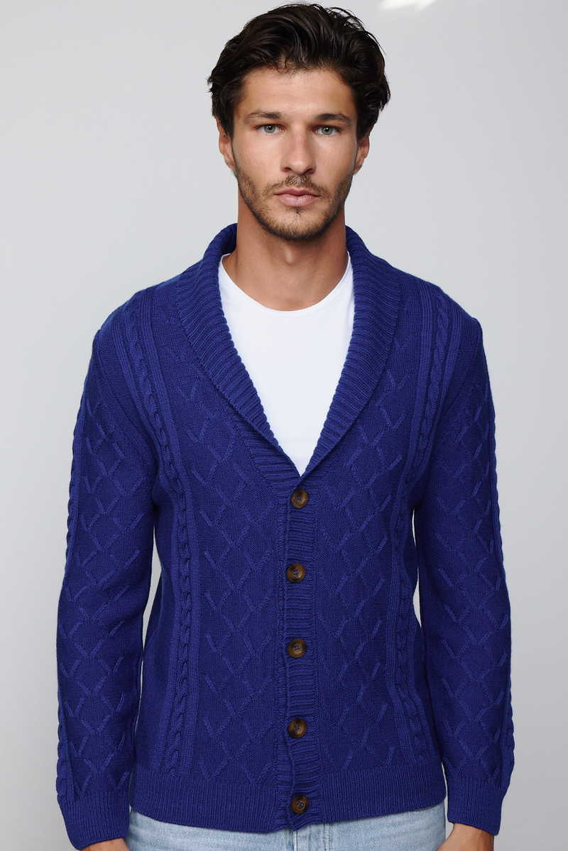 Patterned Sax Blue Cardigan