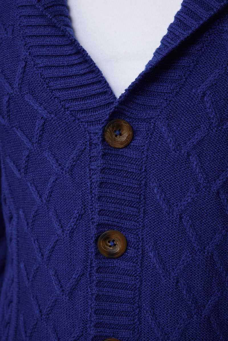 Patterned Sax Blue Cardigan