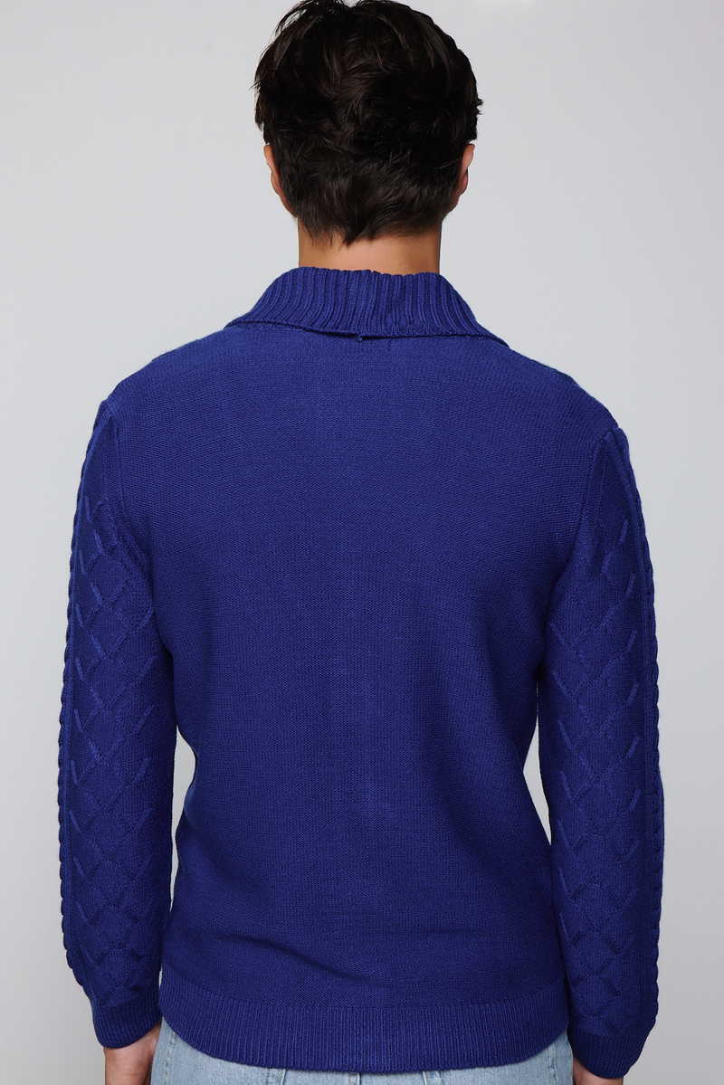 Patterned Sax Blue Cardigan