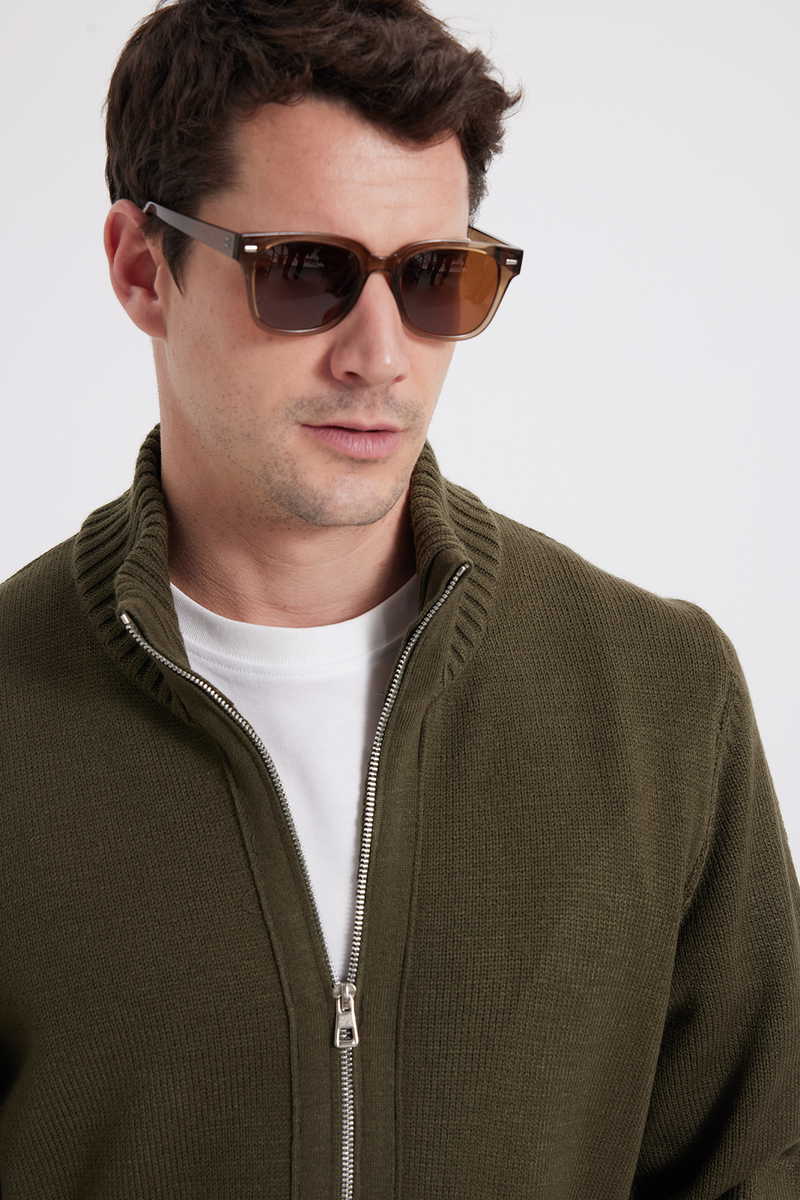 Plain Khaki Cardigan
