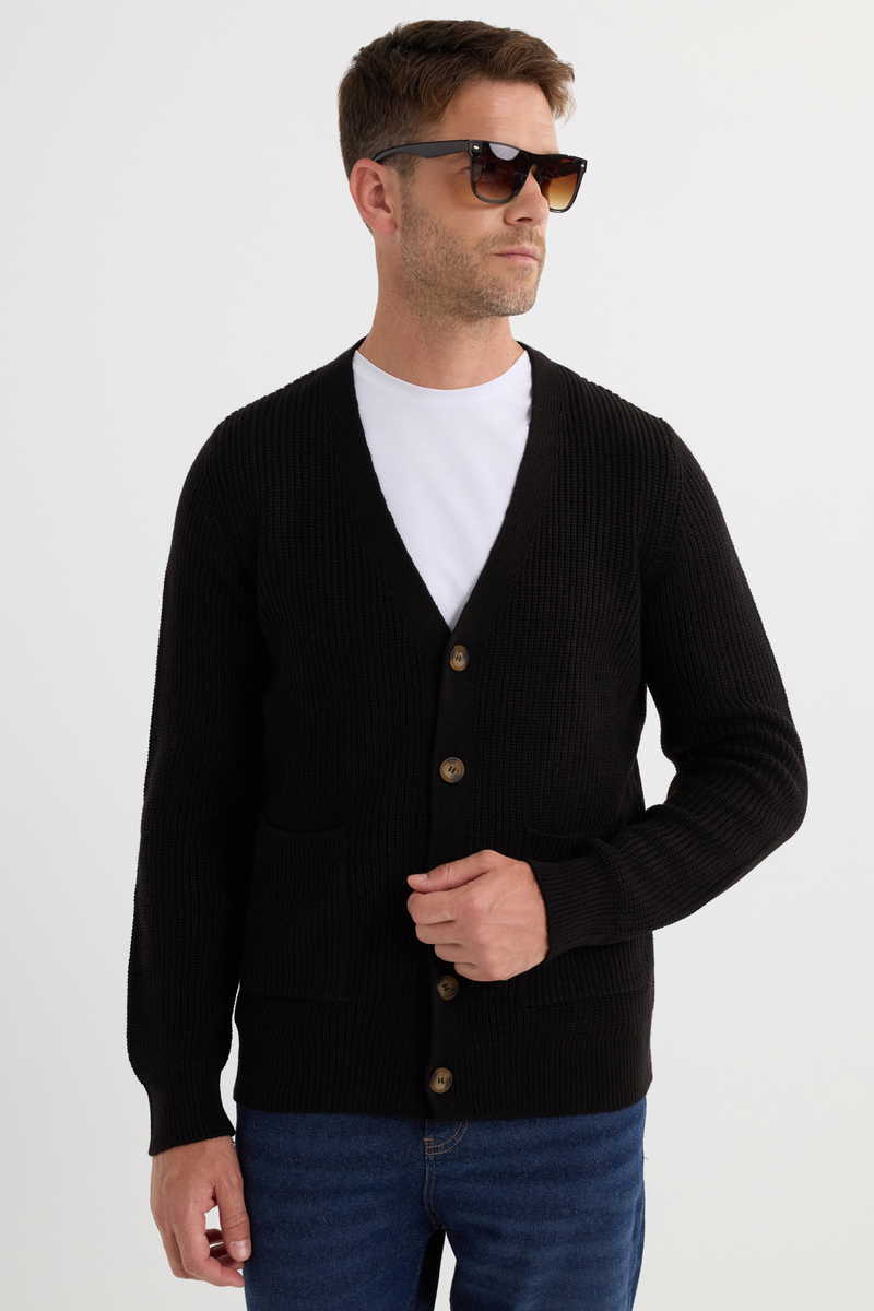 Jednobojni Crna Kardigan Jednobojni Crna Kardigan