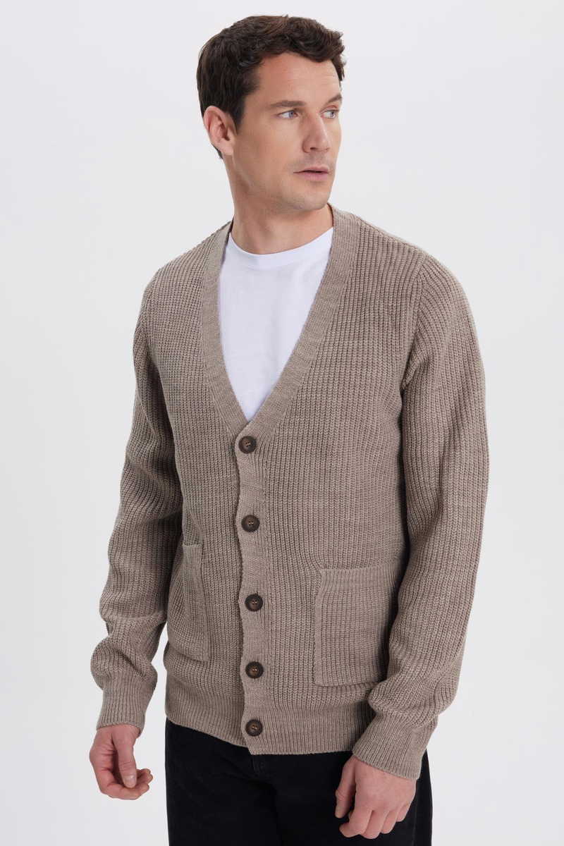 Egyszínű Barna Kardigán