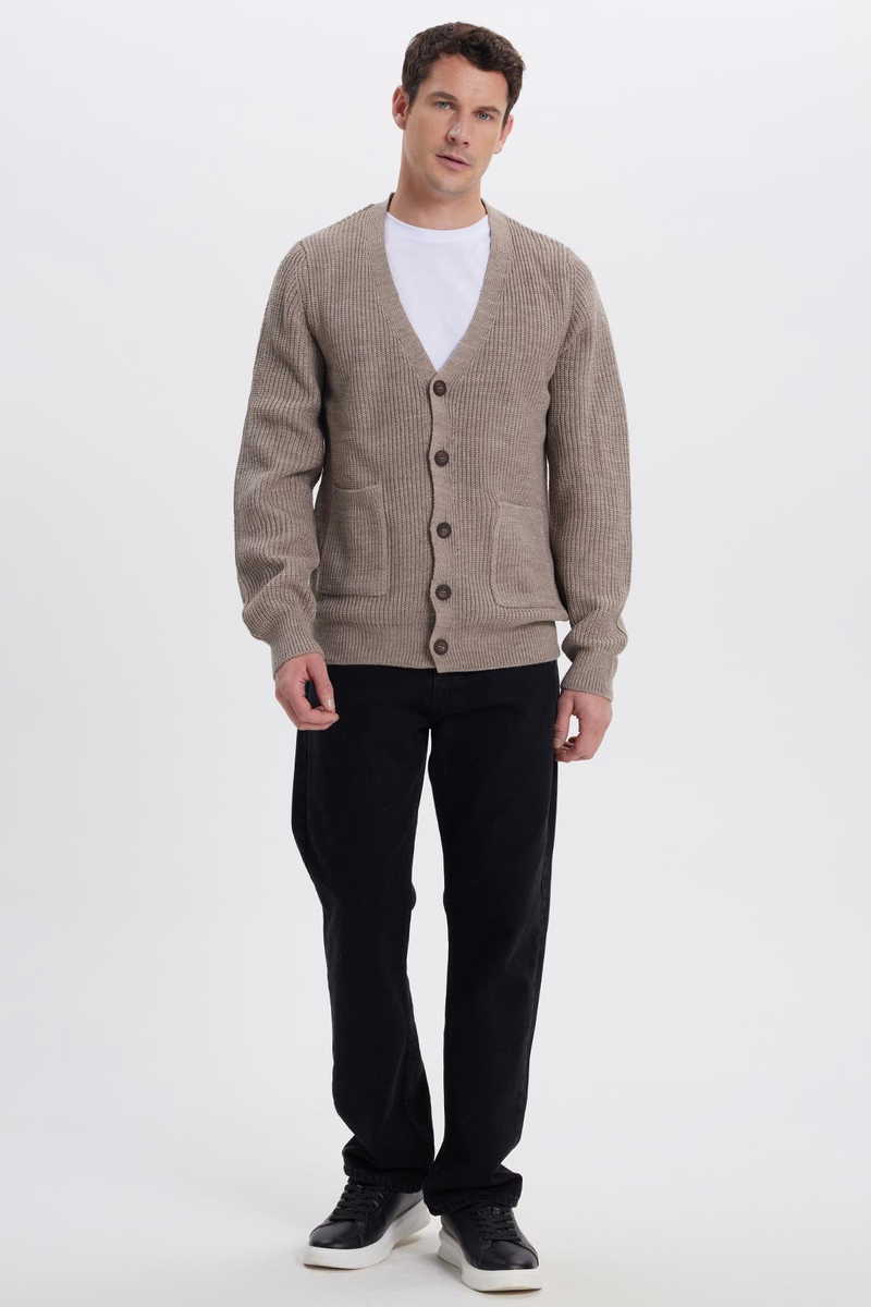 Jednobojni Braon Kardigan