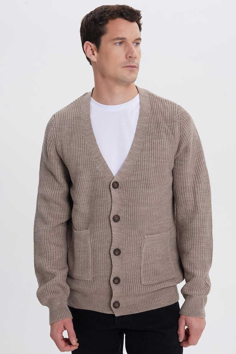 Jednobojni Braon Kardigan