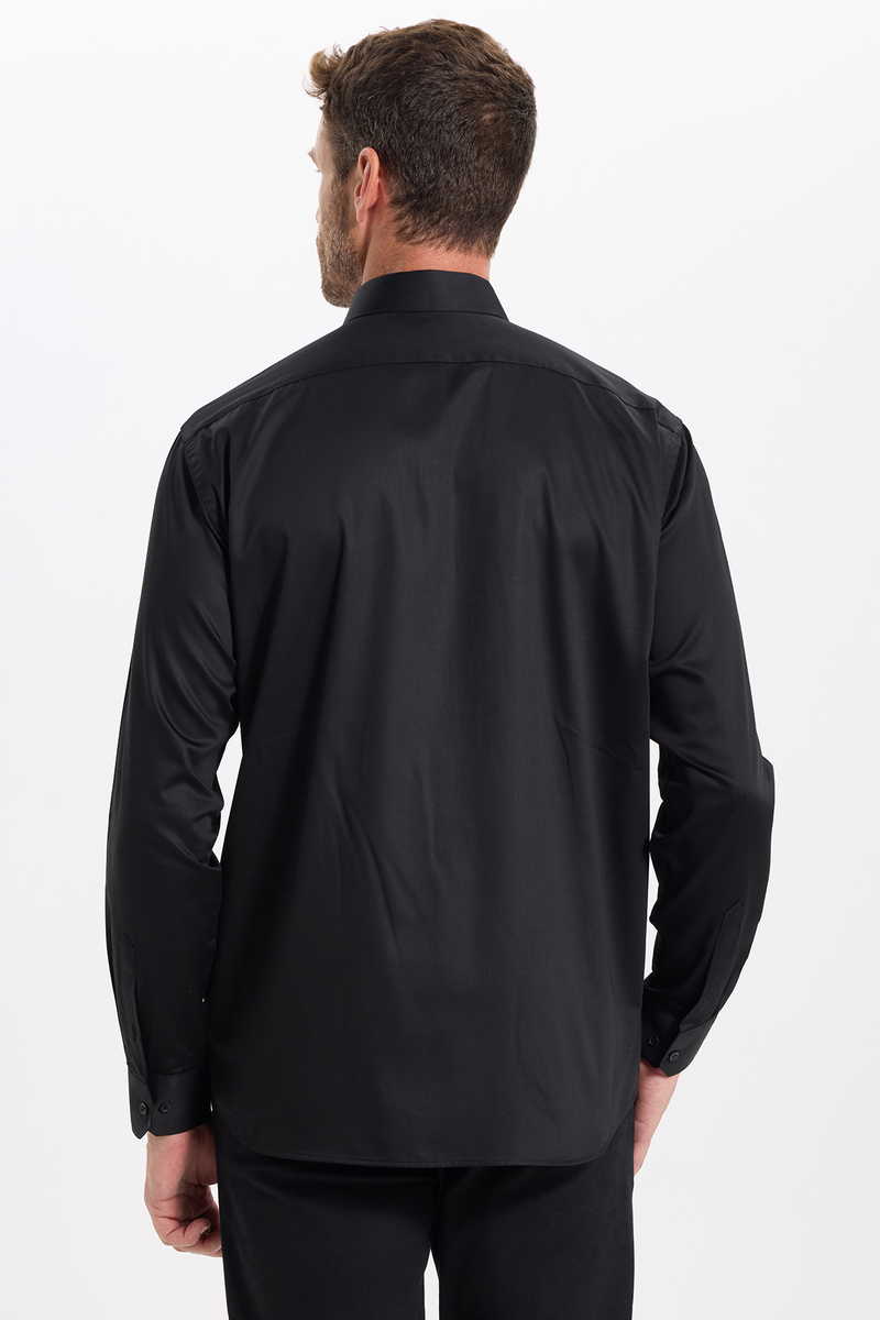 Fekete Classic Fit Elegáns Pamut Férfi Ing - TUDORS Fekete Classic Fit Elegáns Pamut Férfi Ing - TUDORS