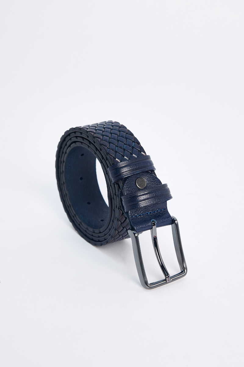 Patterned Navy Blue Belt