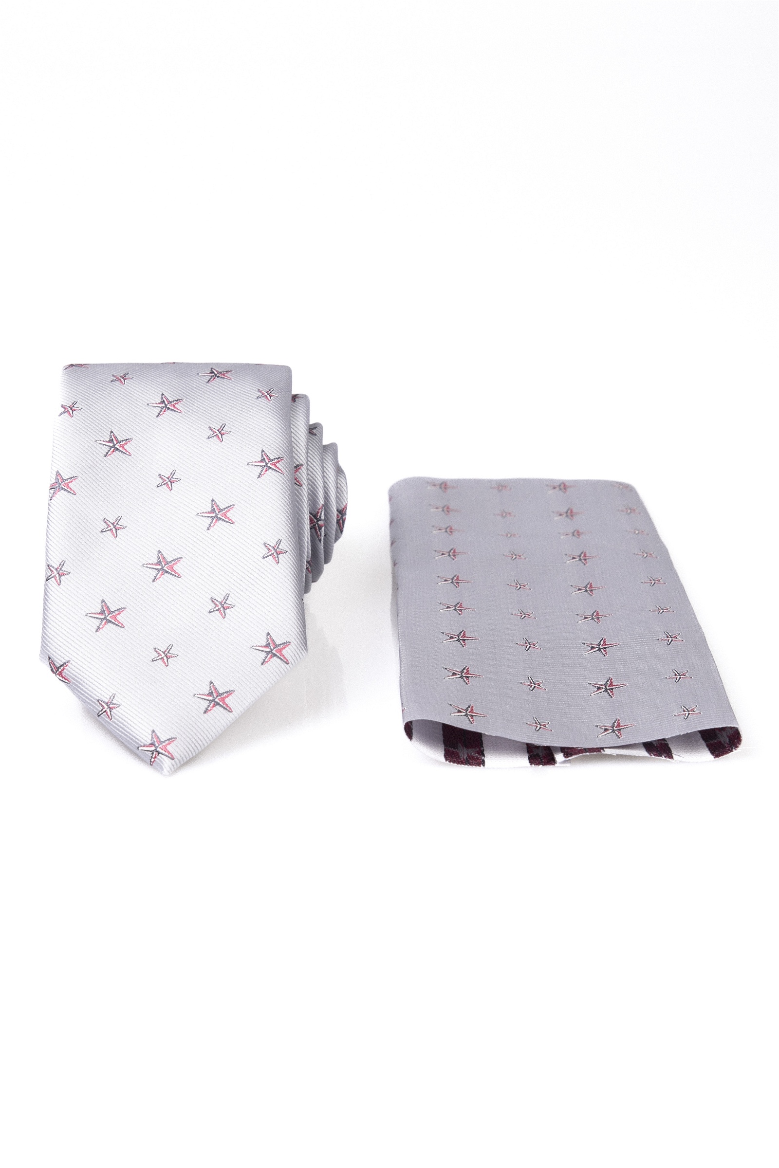 Világosszürke színű apró csillagmintás Klasszikus nyakkendő