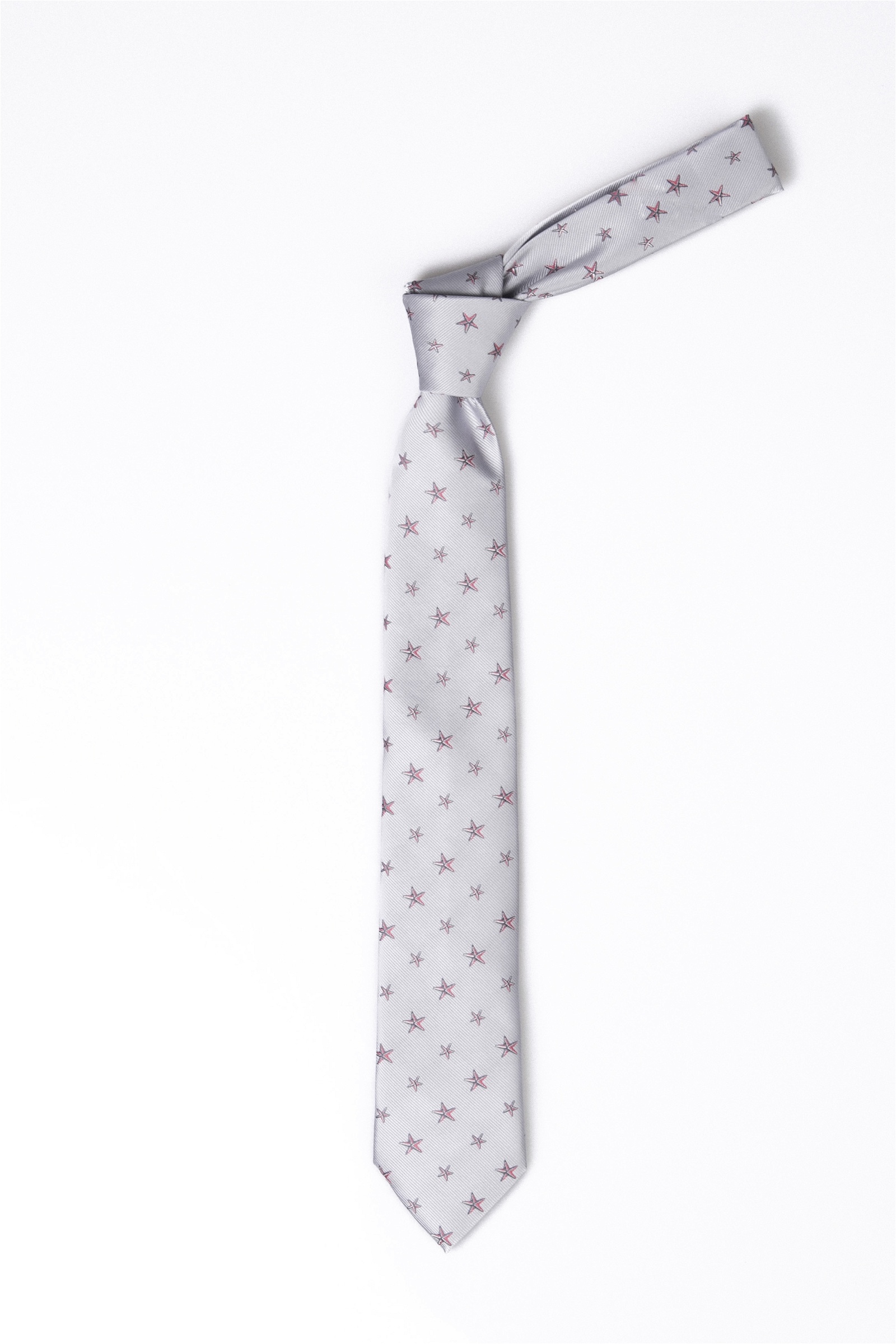Világosszürke színű apró csillagmintás Klasszikus nyakkendő