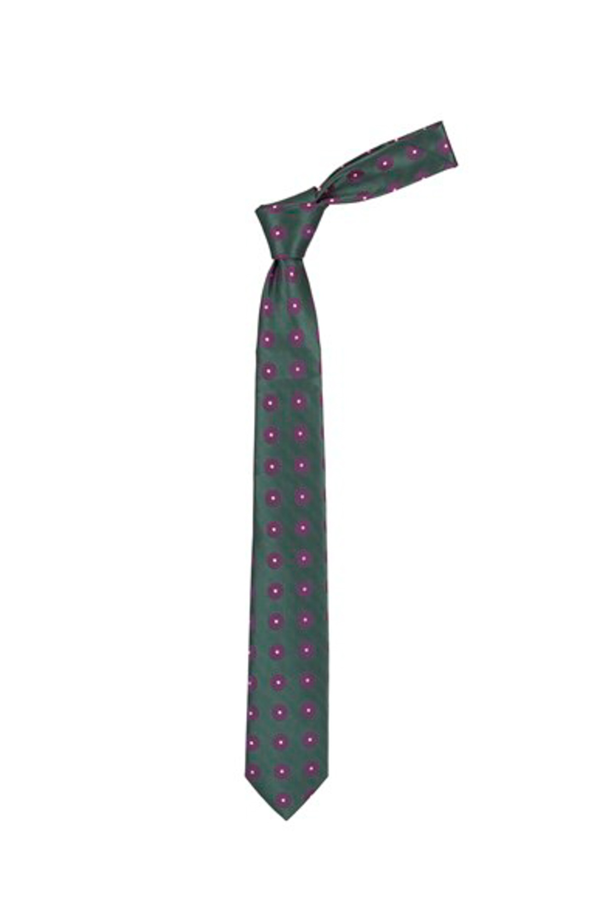 Sötétzöld színű lila virágmintás klasszikus nyakkendő