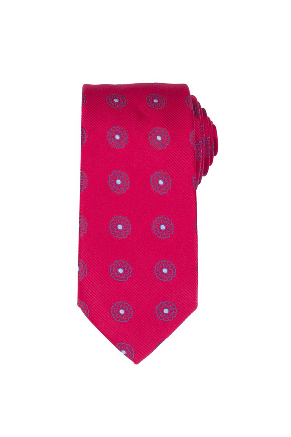 Piros színű virágmintás klasszikus nyakkendő