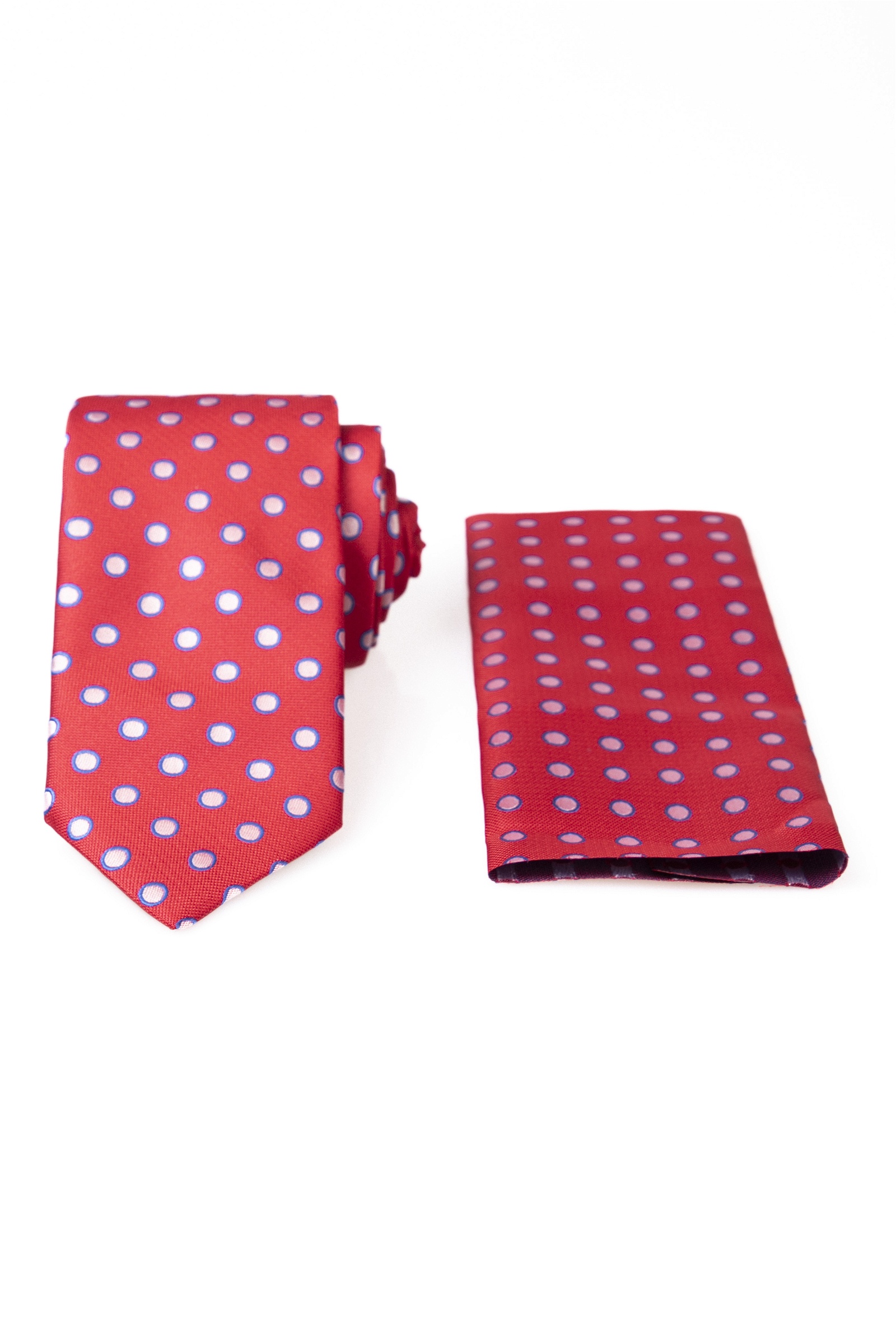 Piros színű kör mintás klasszikus nyakkendő