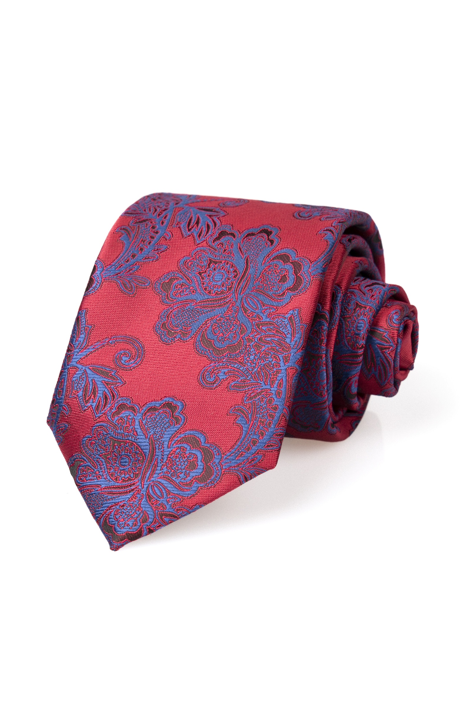 Bordó színű kék virágmintás klasszikus nyakkendő