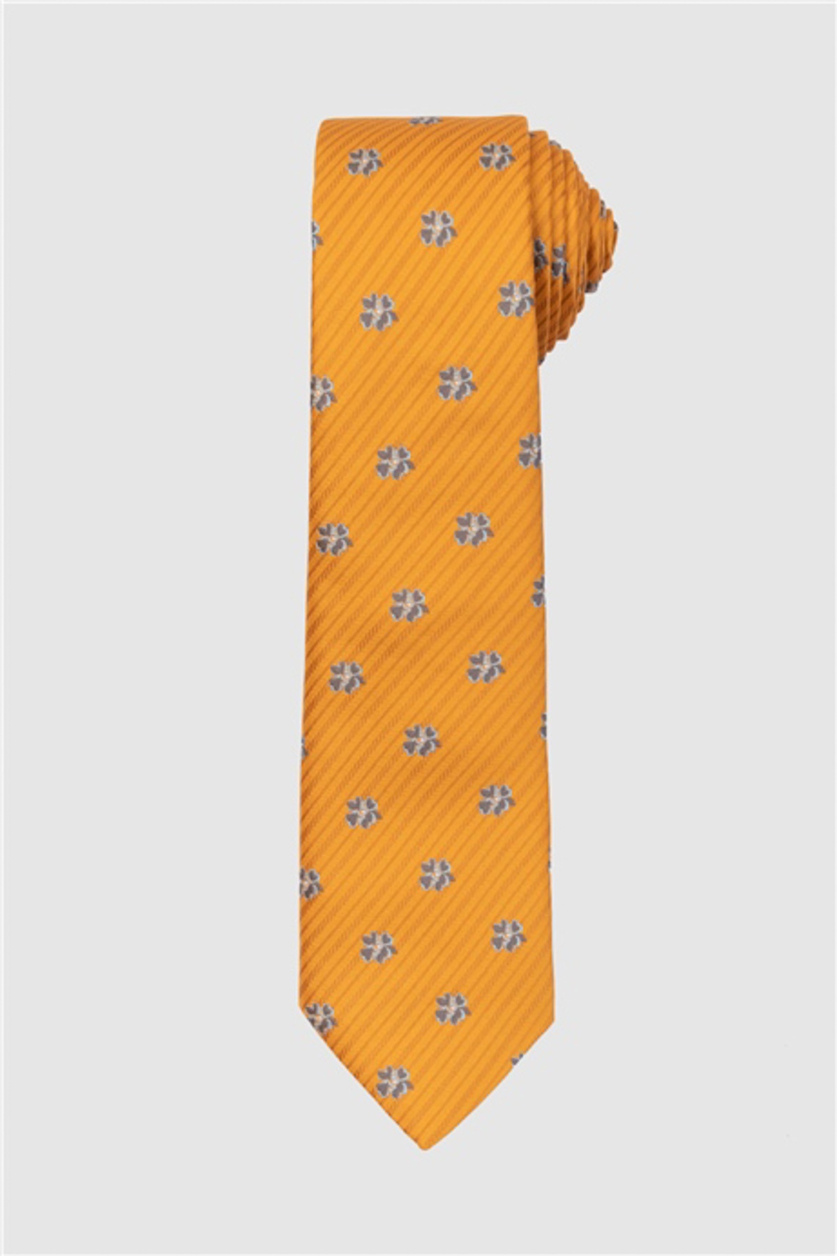 Sárga színű virágmintás klasszikus nyakkendő