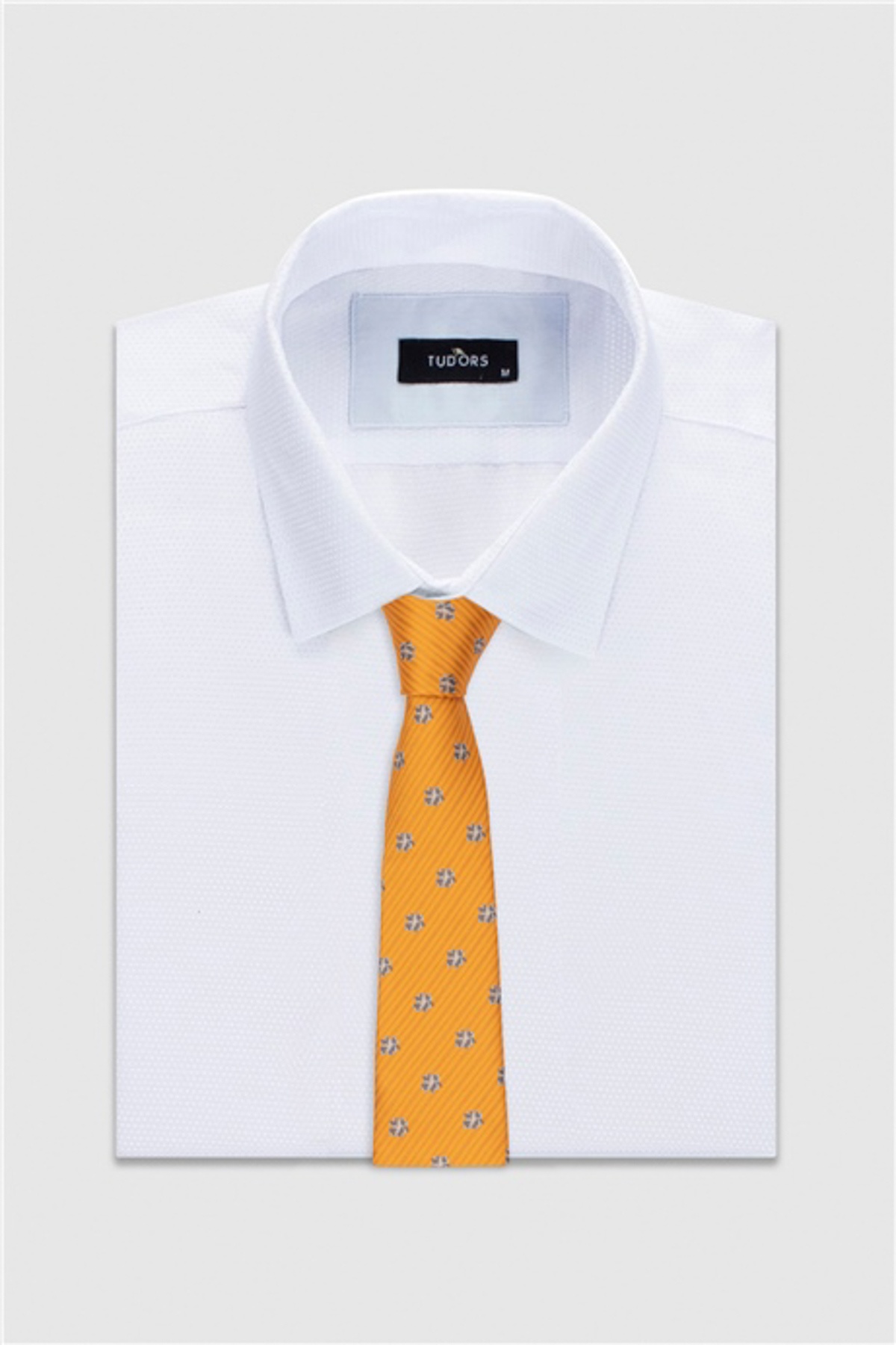 Sárga színű virágmintás klasszikus nyakkendő