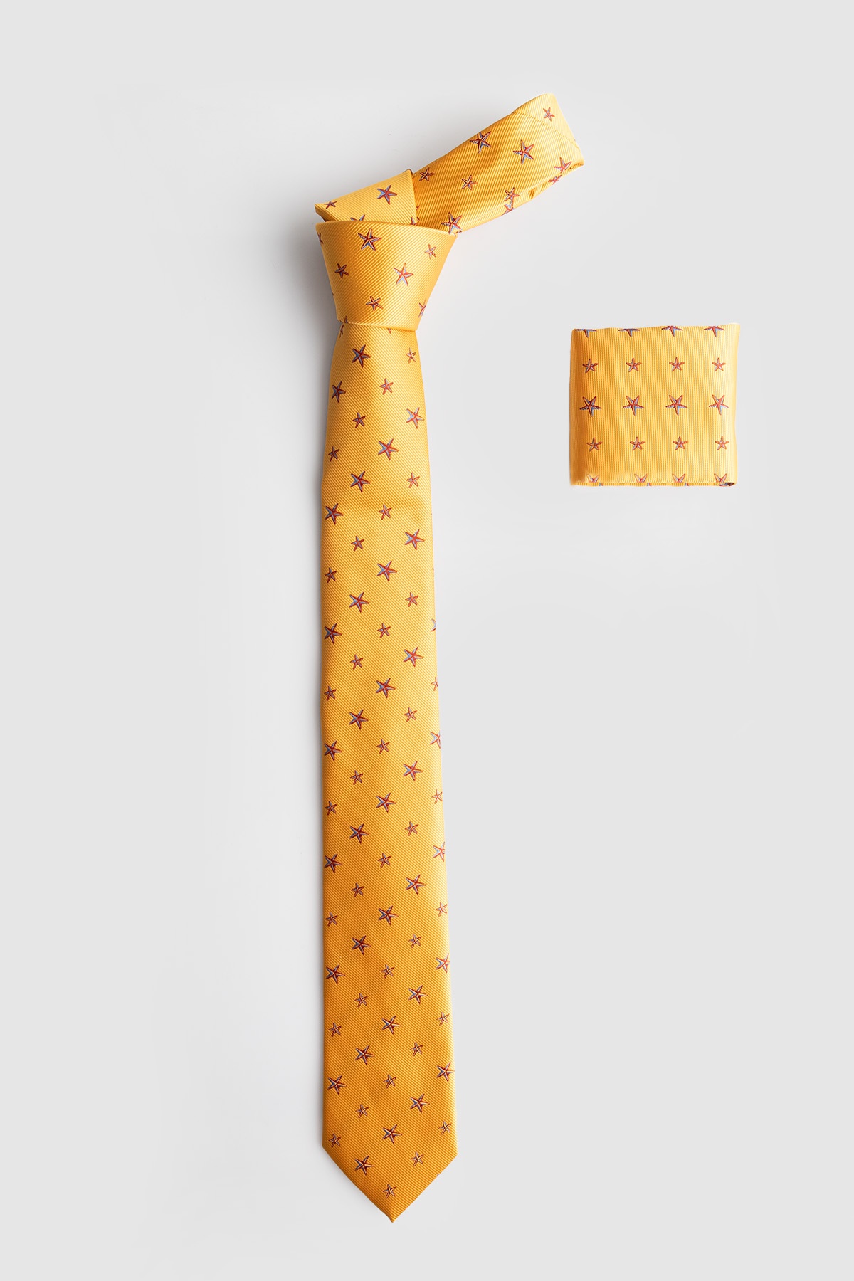 Sárga színű csillagmintás Klasszikus nyakkendő