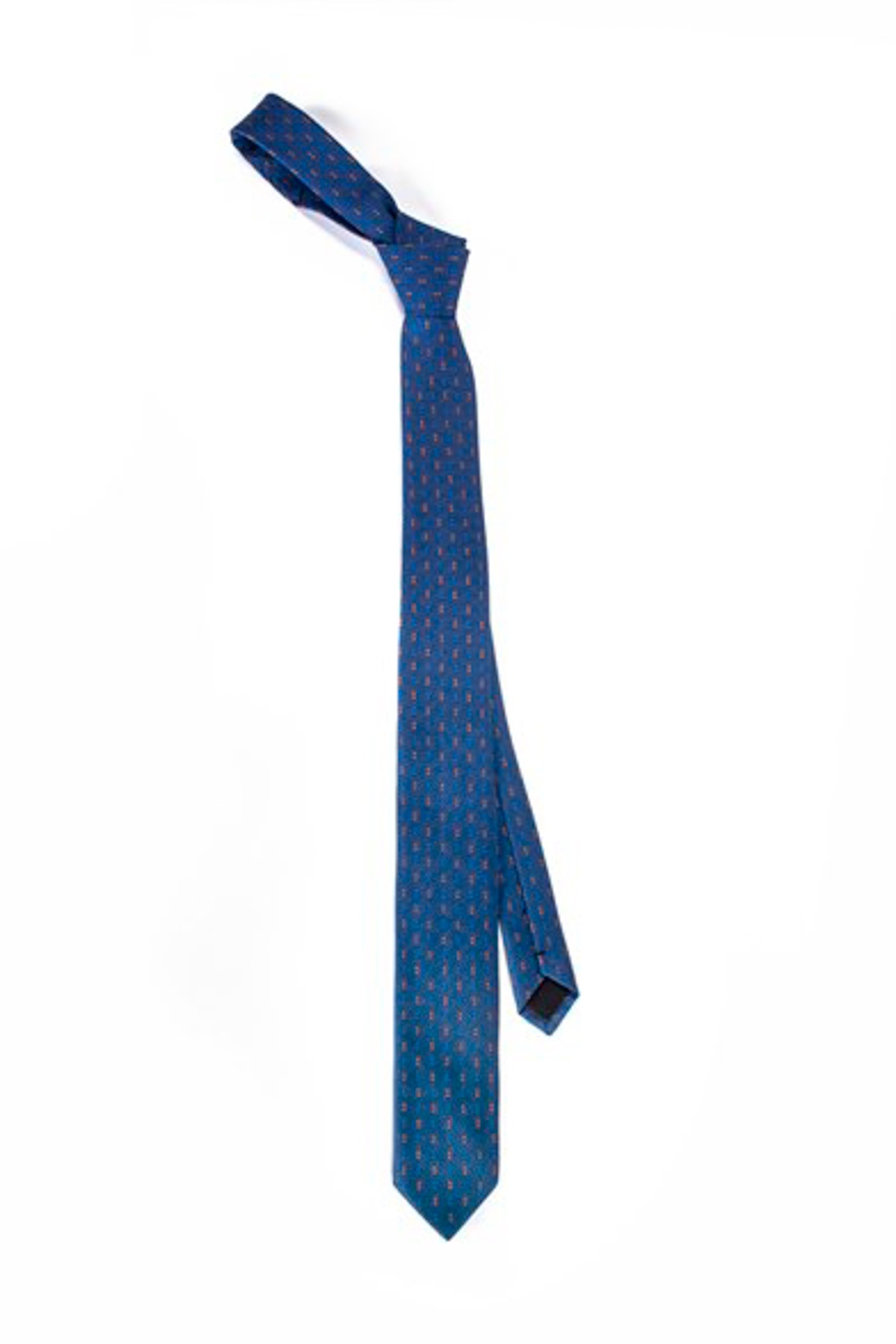 Királykék színű apró pöttyös vékony nyakkendő