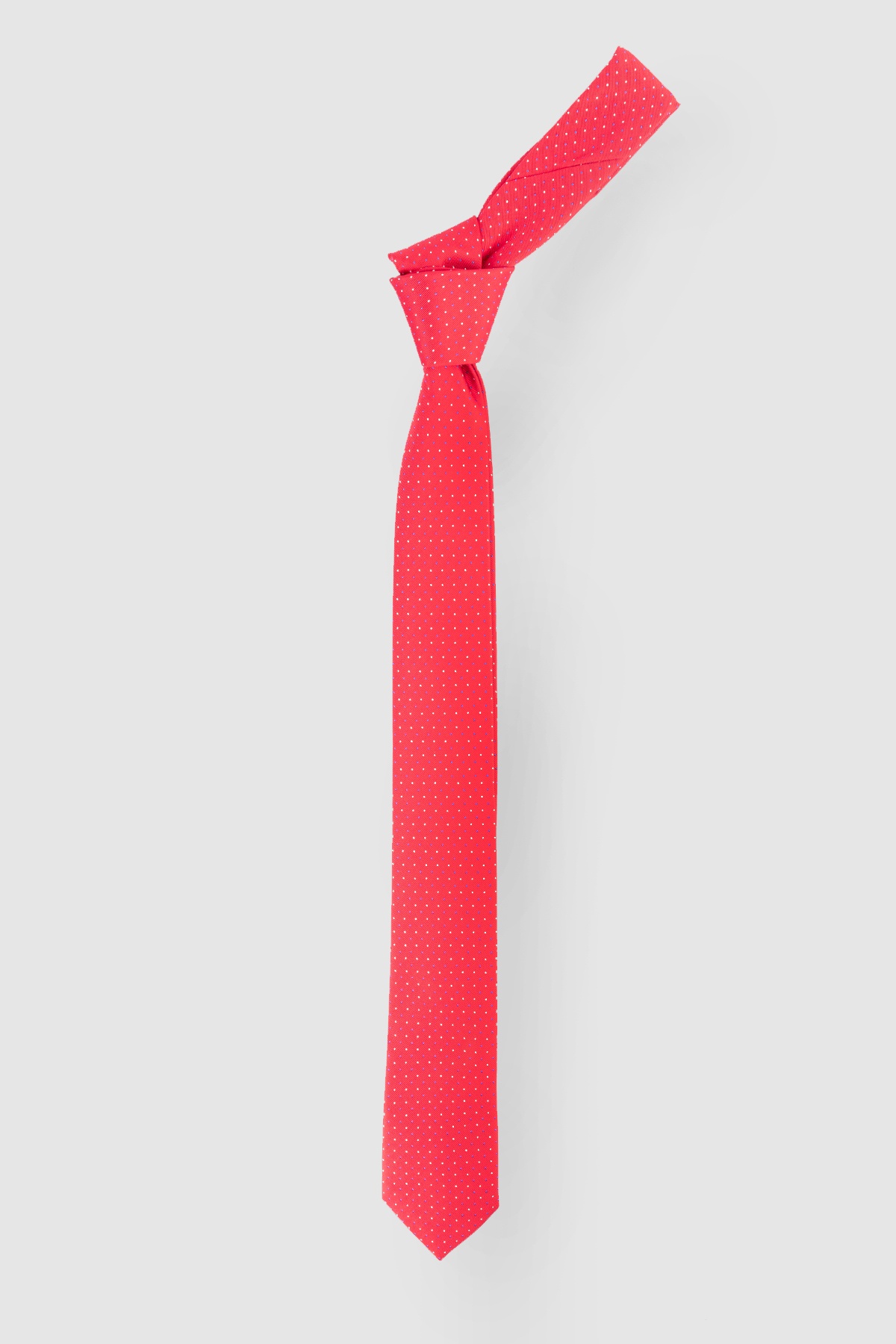 Piros színű apró pöttyös vékony nyakkendő