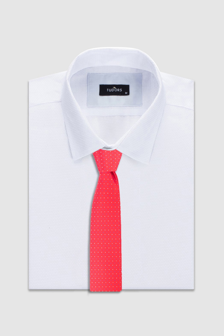 Piros színű apró pöttyös vékony nyakkendő
