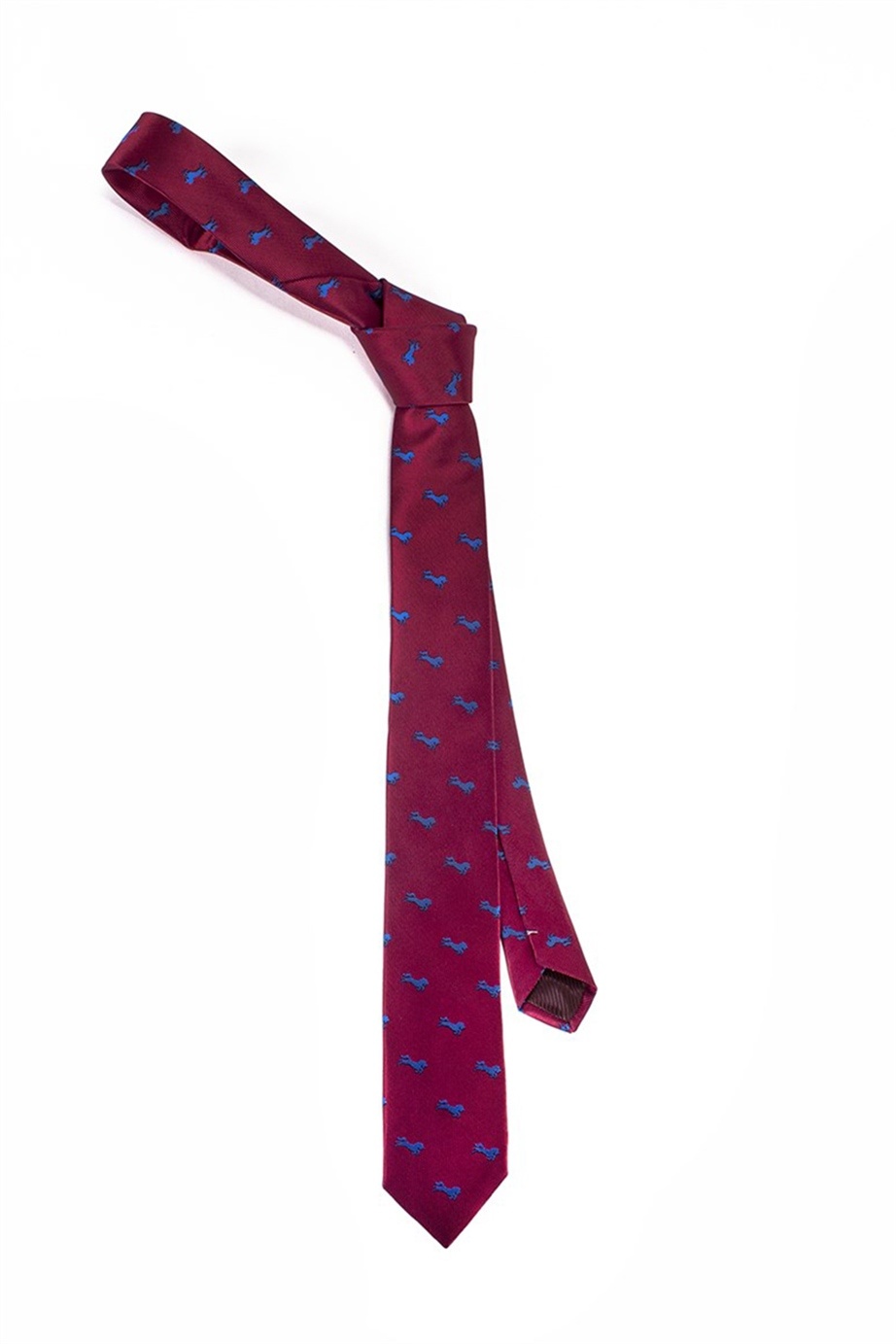 Bordó színű kék lómintás vékony nyakkendő