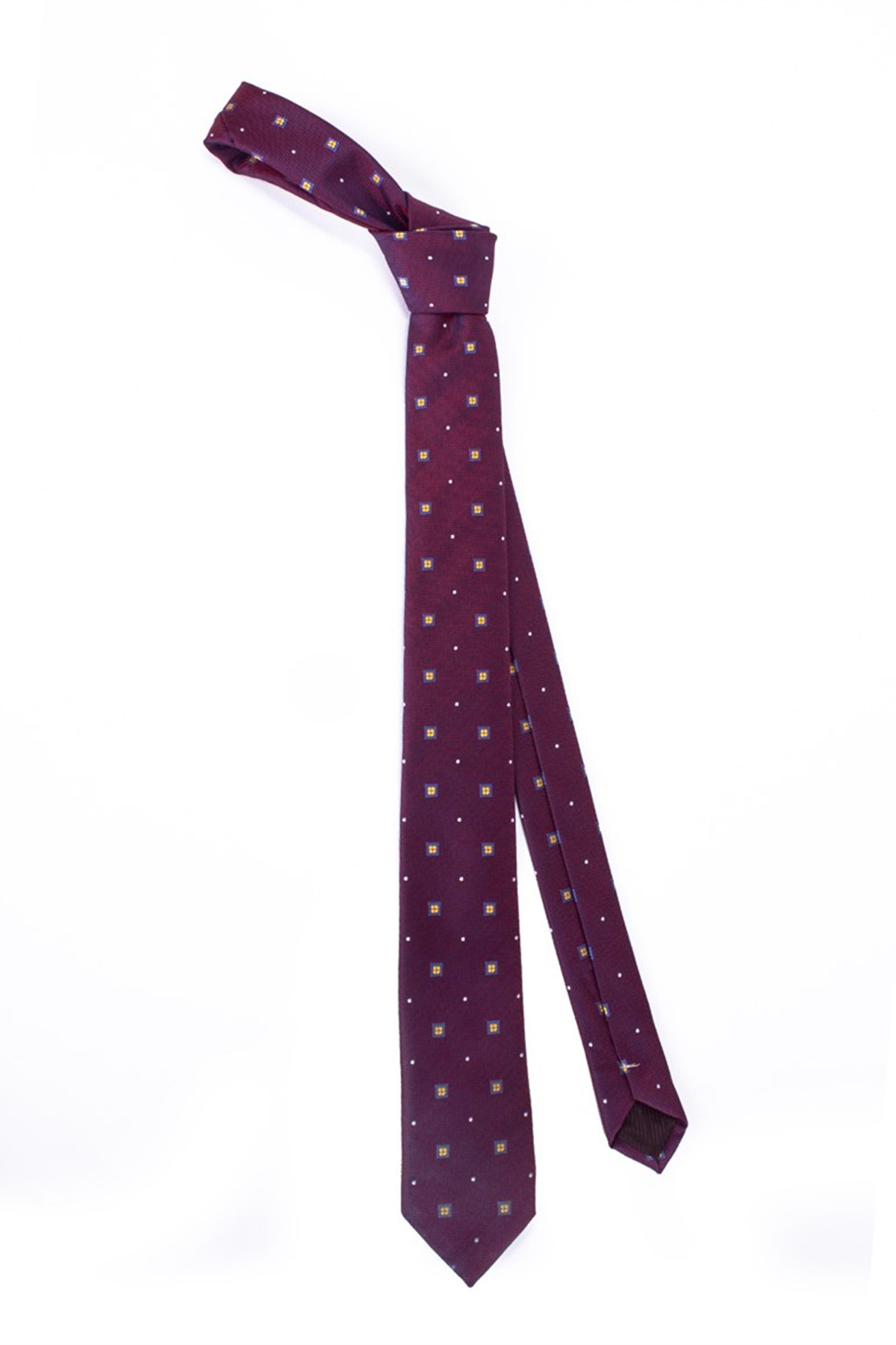 Sötétlila színű virágmintás vékony nyakkendő