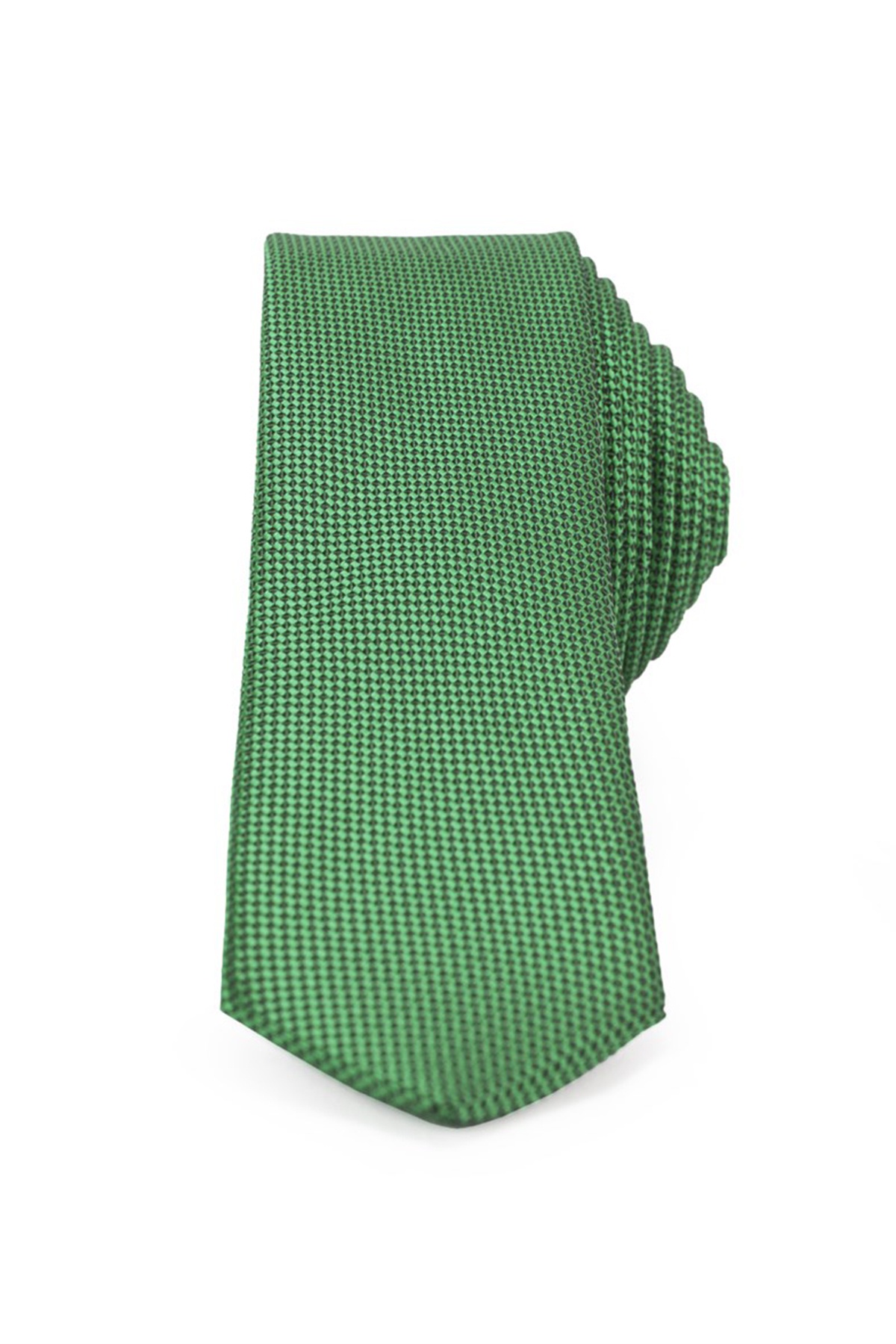 Zöld színű anyagában mintás vékony nyakkendő