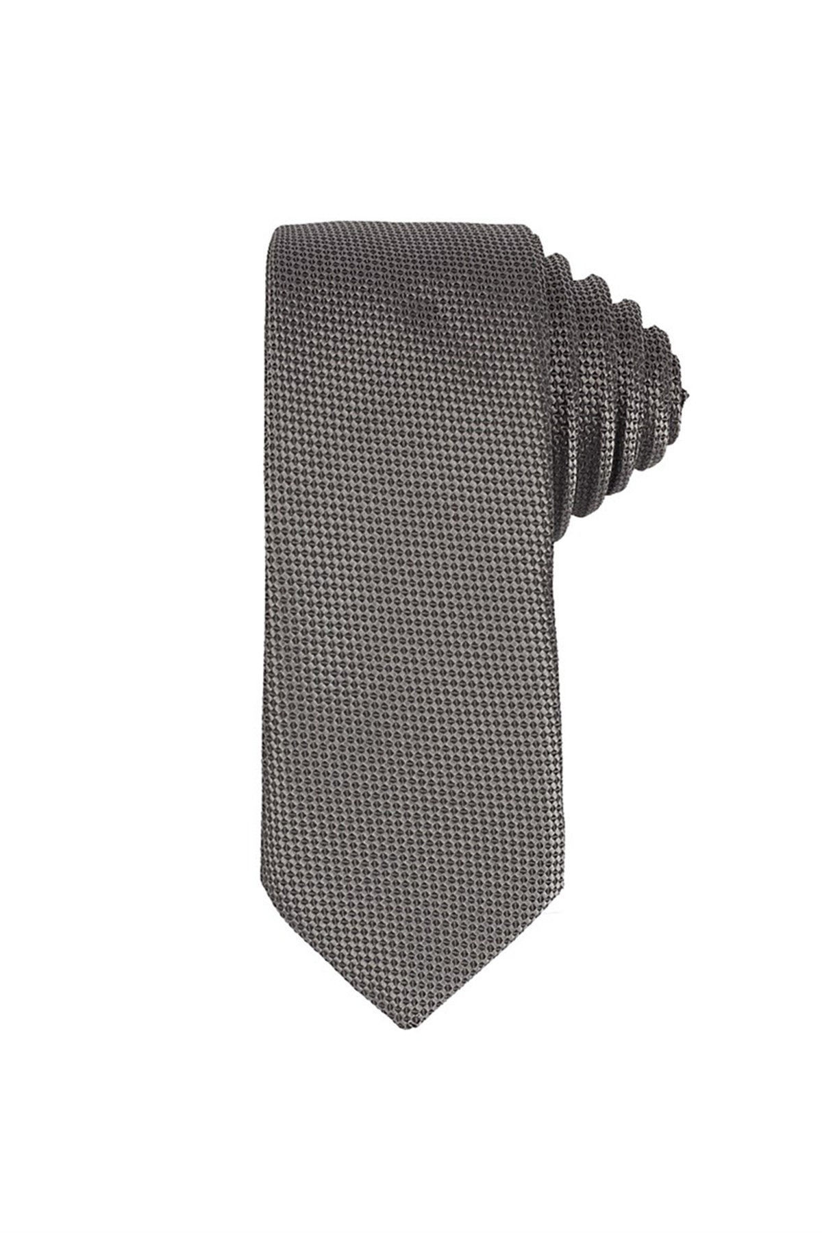 Szürke színű anyagában mintás vékony nyakkendő