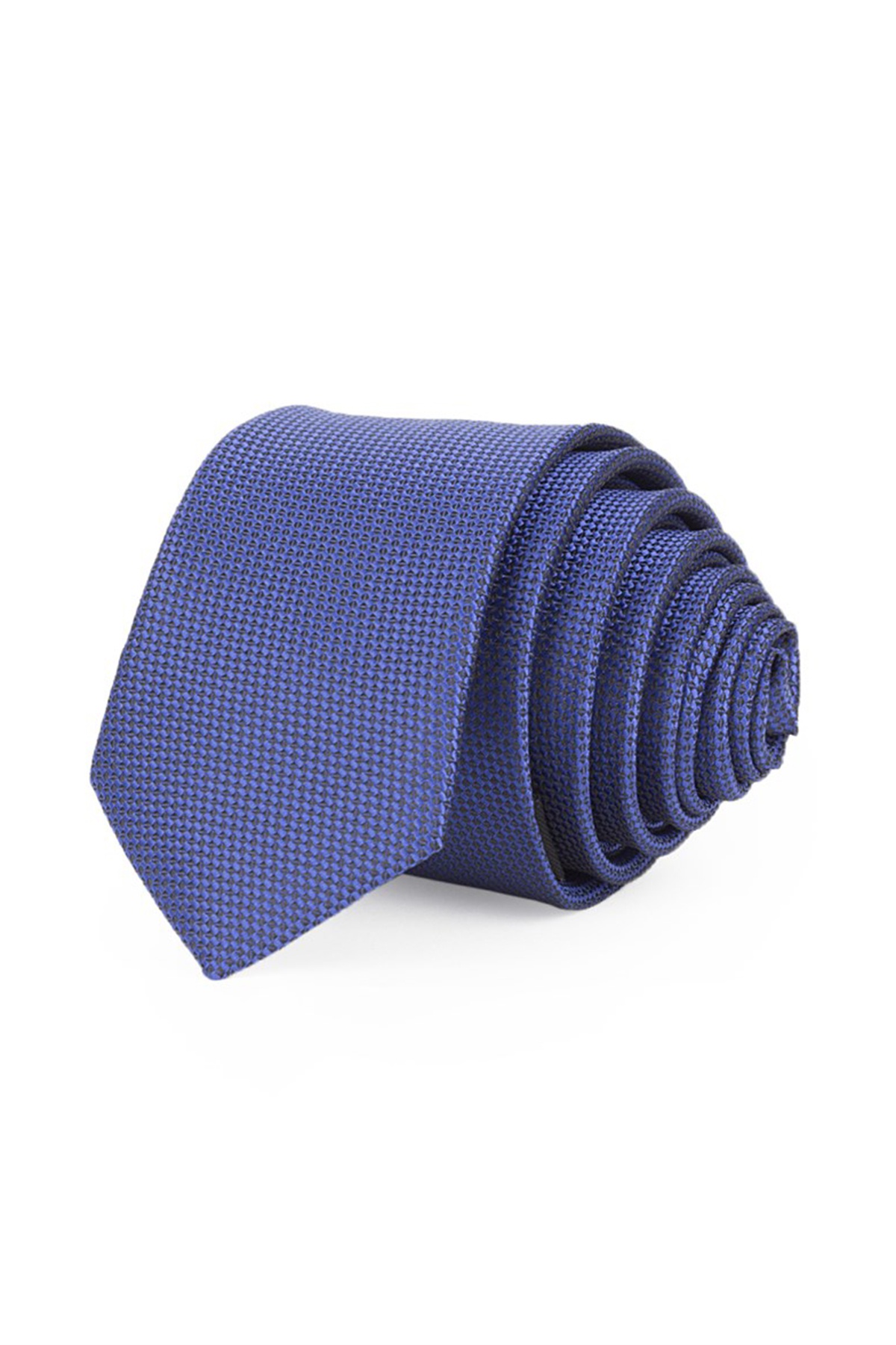 Királykék színű anyagában mintás vékony nyakkendő