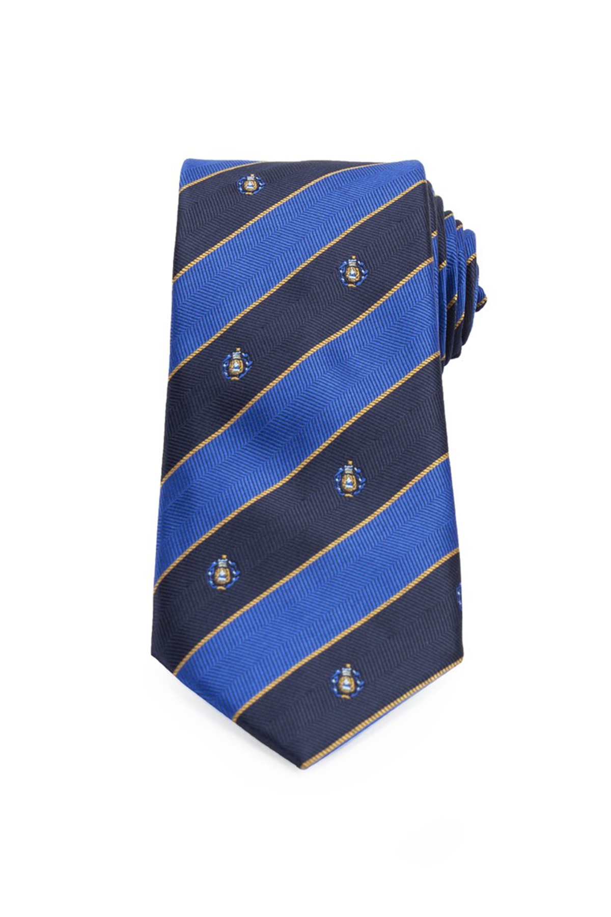 Kék csíkos klasszikus nyakkendő apró mintákkal