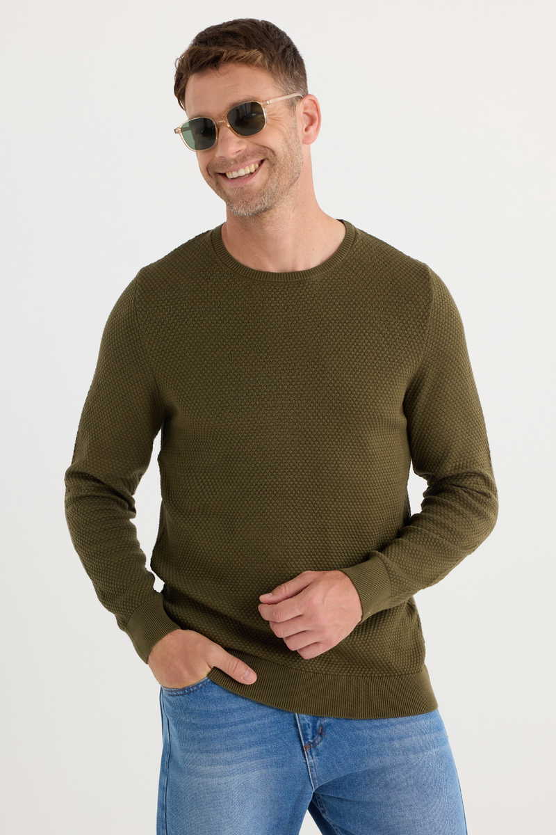 Mintás Khaki Pulóver
