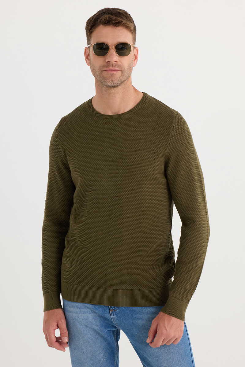 Mintás Khaki Pulóver