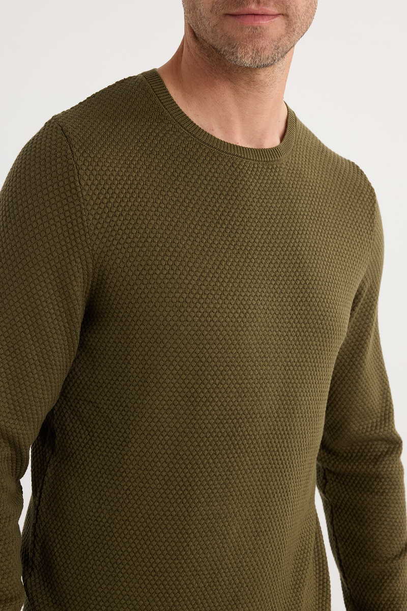 Mintás Khaki Pulóver