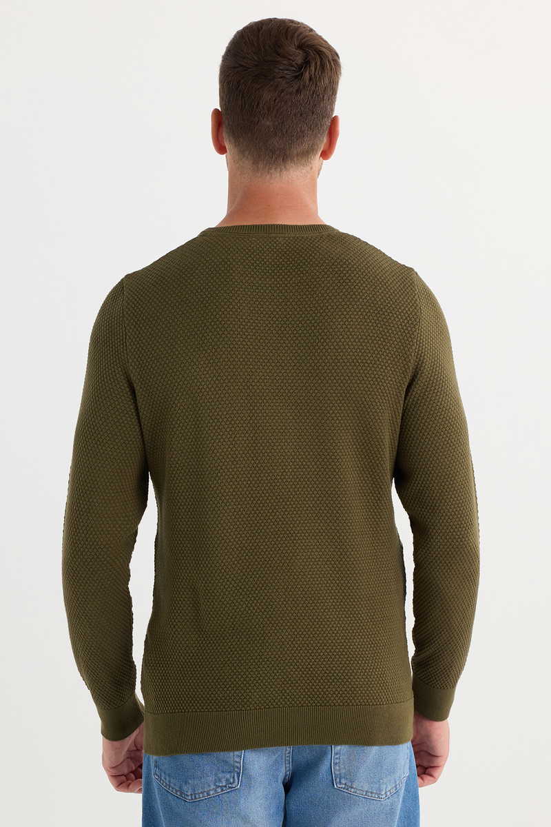 Mintás Khaki Pulóver