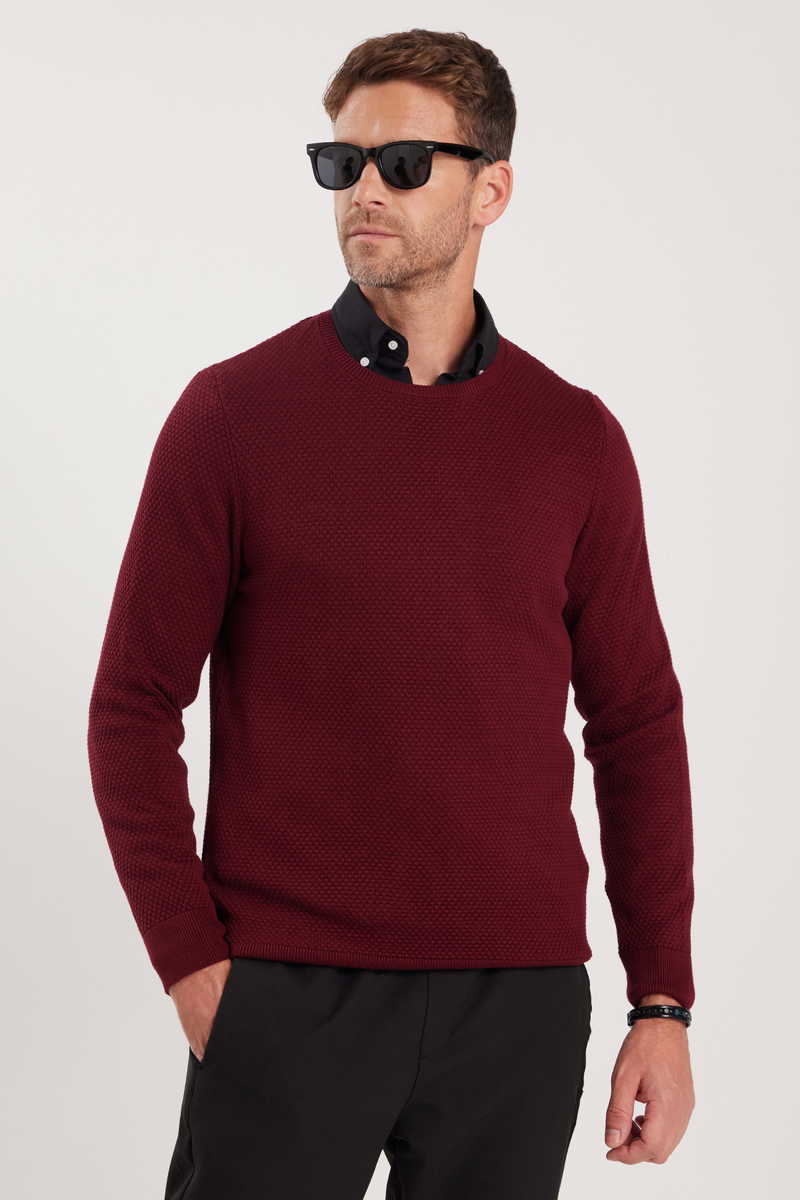 Patterned Claret Red Sweater