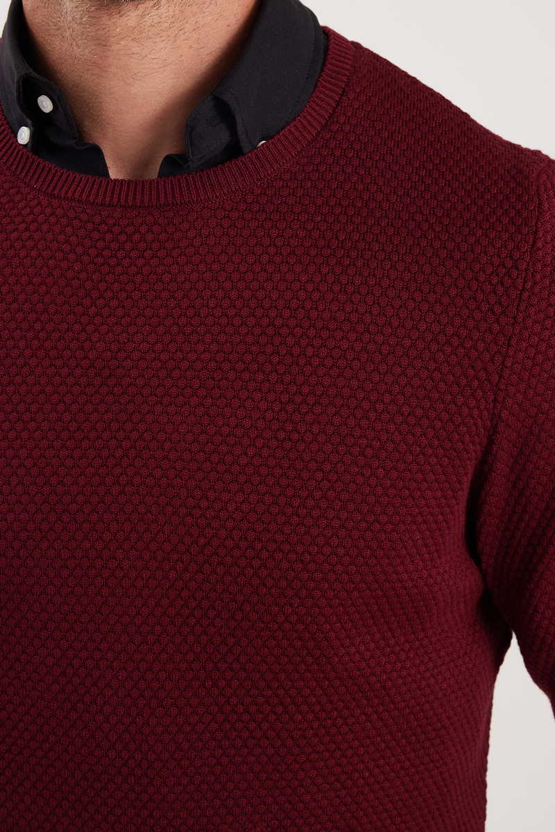 Patterned Claret Red Sweater