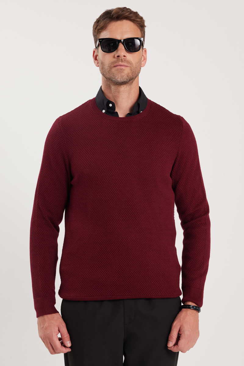 Patterned Claret Red Sweater