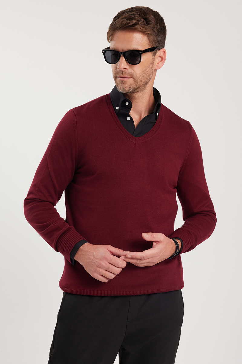 Jednobojni Bordo Džemper Jednobojni Bordo Džemper