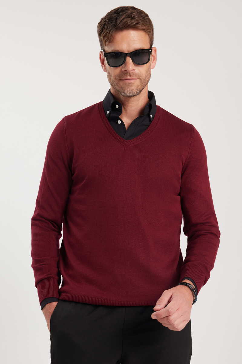 Egyszínű Bordó Pulóver Egyszínű Bordó Pulóver