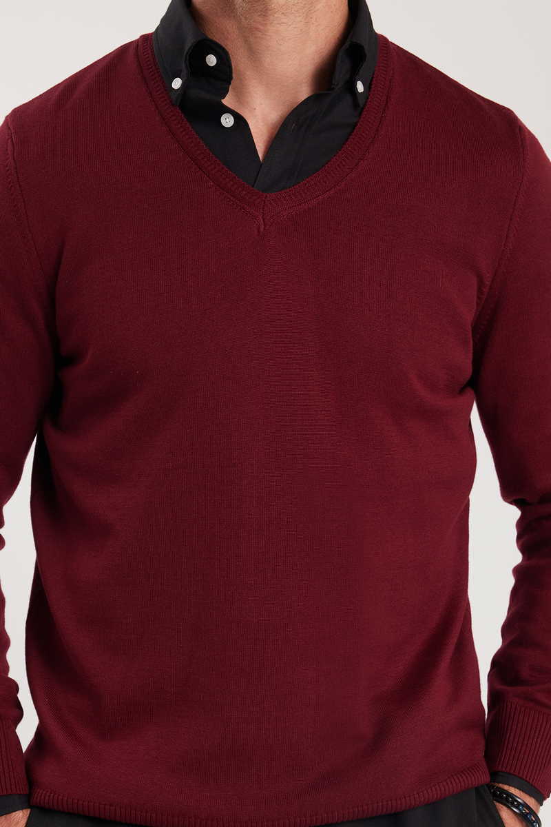 Egyszínű Bordó Pulóver Egyszínű Bordó Pulóver