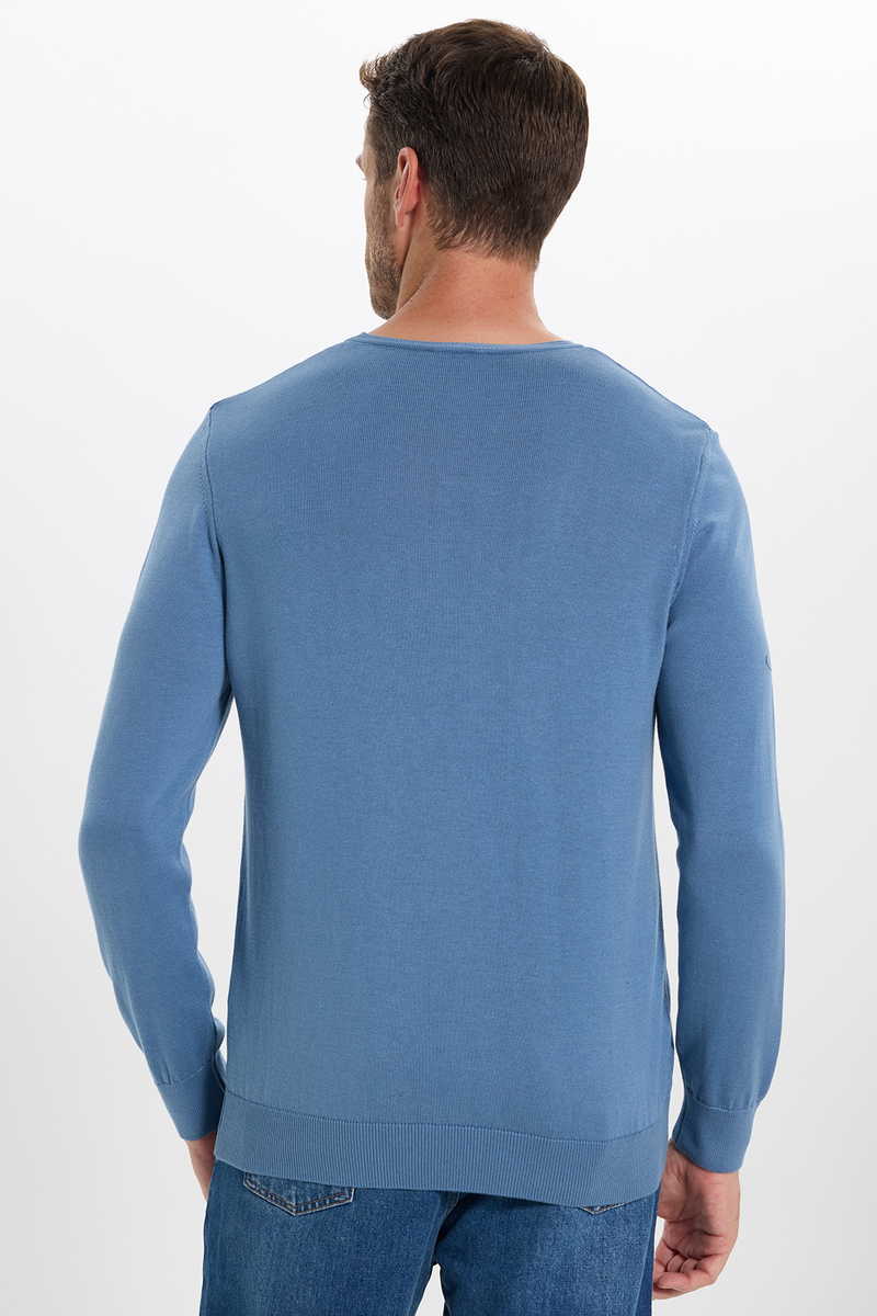 Világos Szürkés Kék Kerek Nyakú Slim Fit Pulóver – TUDORS Világos Szürkés Kék Kerek Nyakú Slim Fit Pulóver – TUDORS