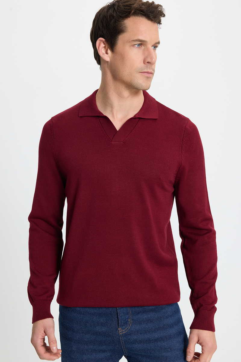 Običan Bordo Džemper