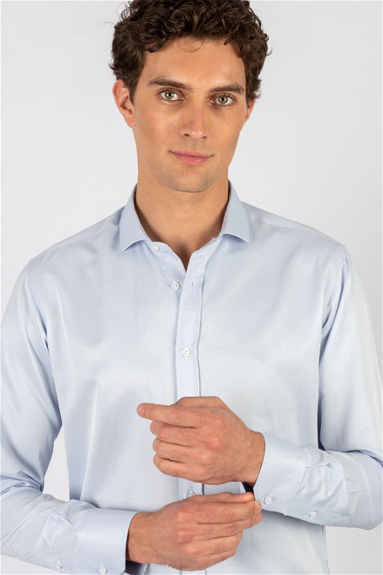 Modern - slim fit jednobojna Plava košulja