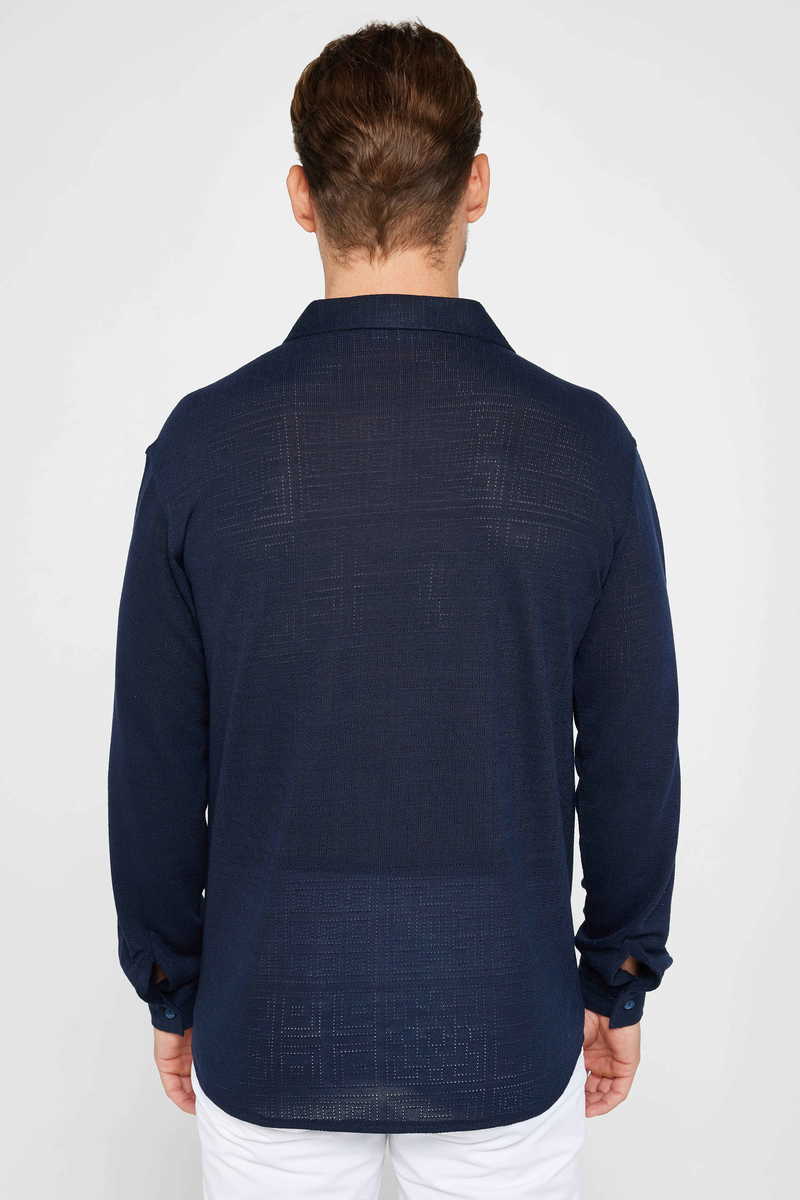 Knitted Navy Blue Shirt