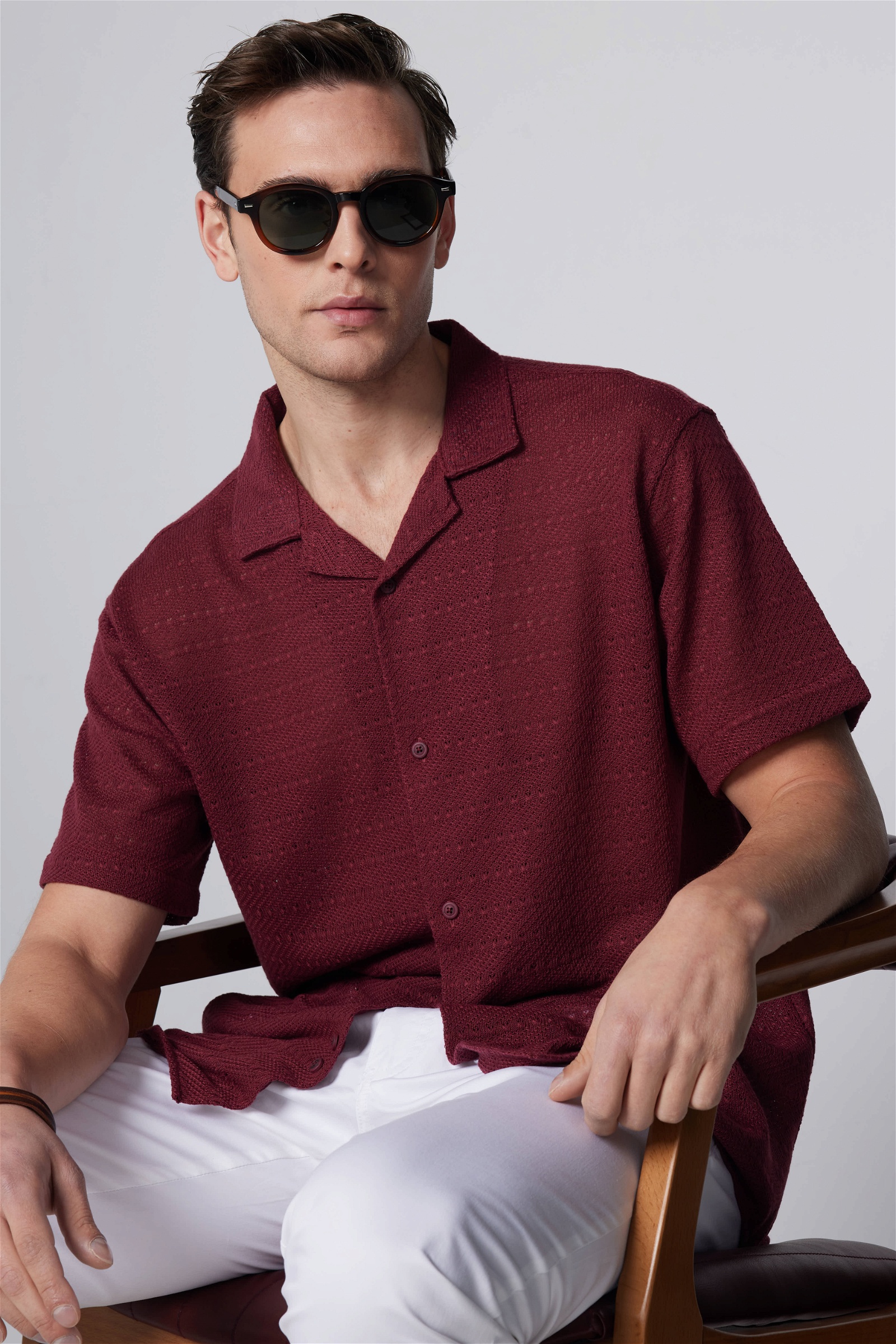 Knitted Claret Red Shirt